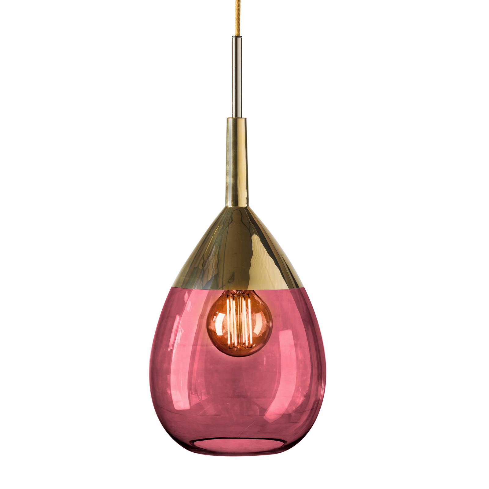 E-shop EBB & FLOW Lute M závesná lampa, zlatá rubínová