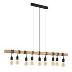 Townshend pendant light with wood, 9-bulb