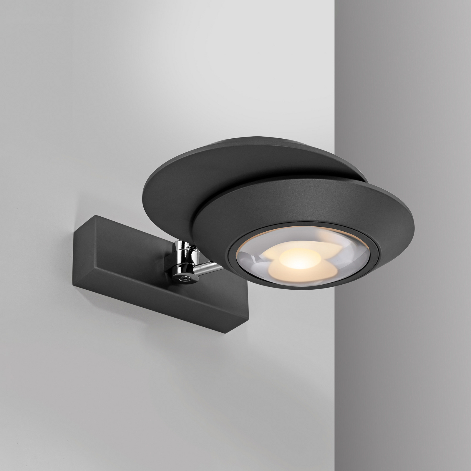 Aplică LED PURE Oculis, negru, 30 cm fier/sticlă, 2 becuri