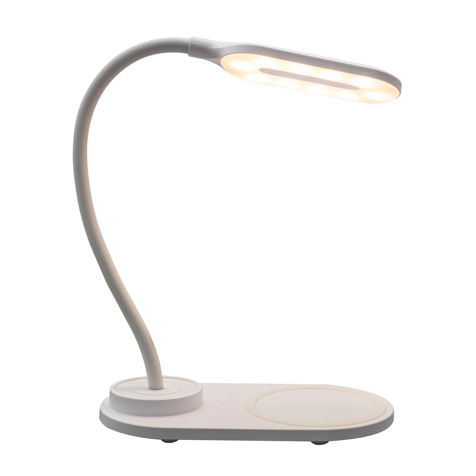 Denver LQI-55 LED table lamp, white, CCT, USB, QI