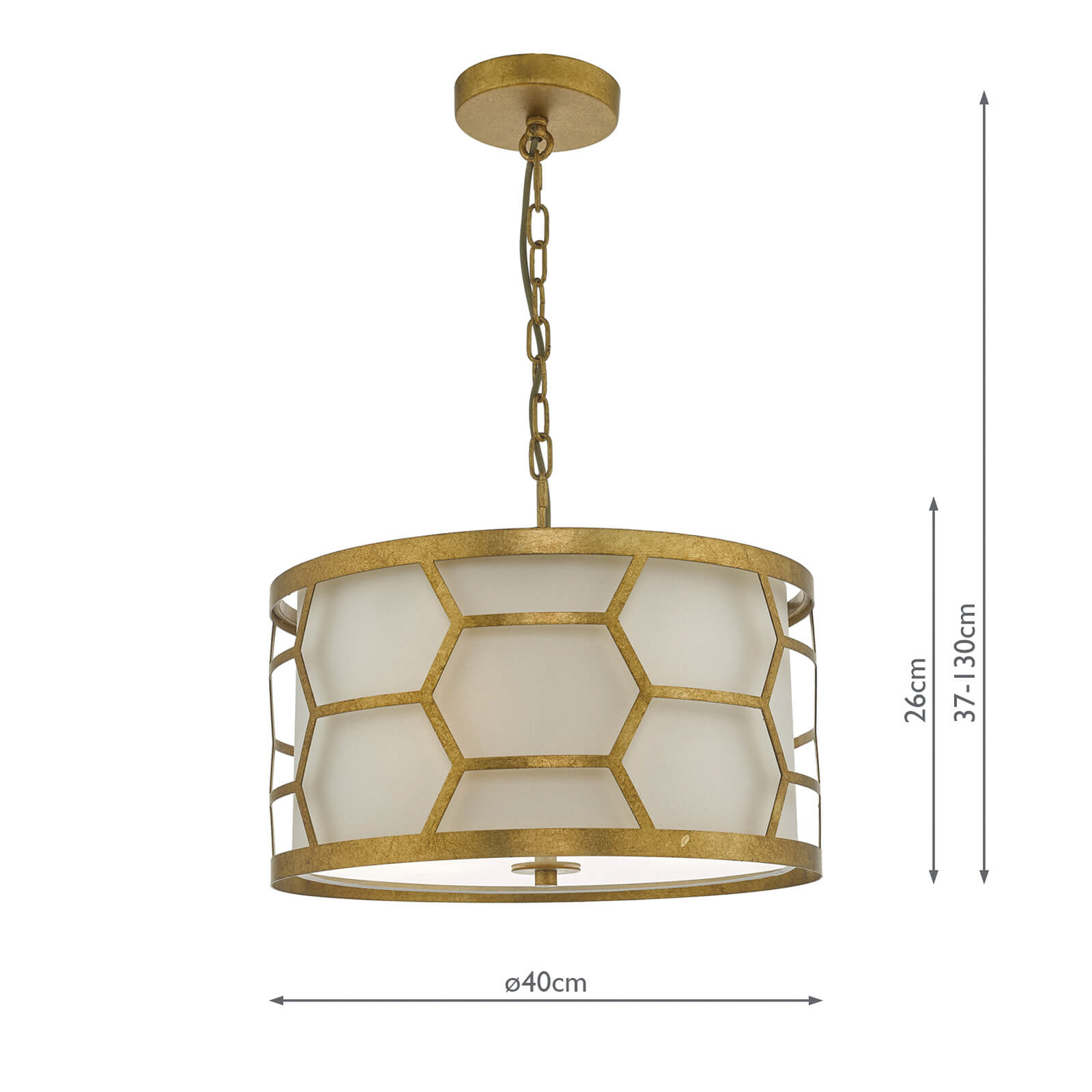 Epstein pendant light in gold and ivory, Ø 40cm