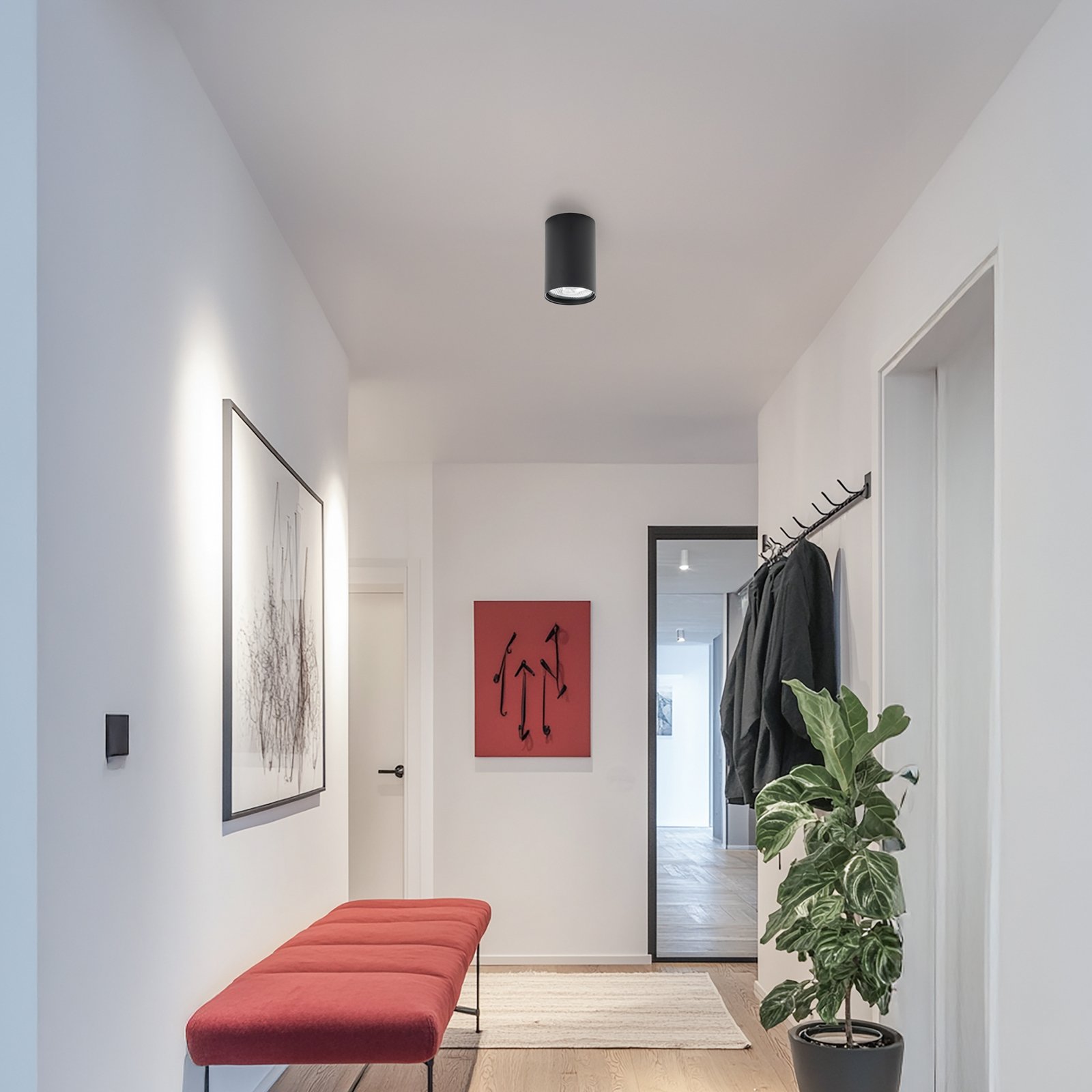 Spot pour plafond Tubo Ø 12 cm, noir