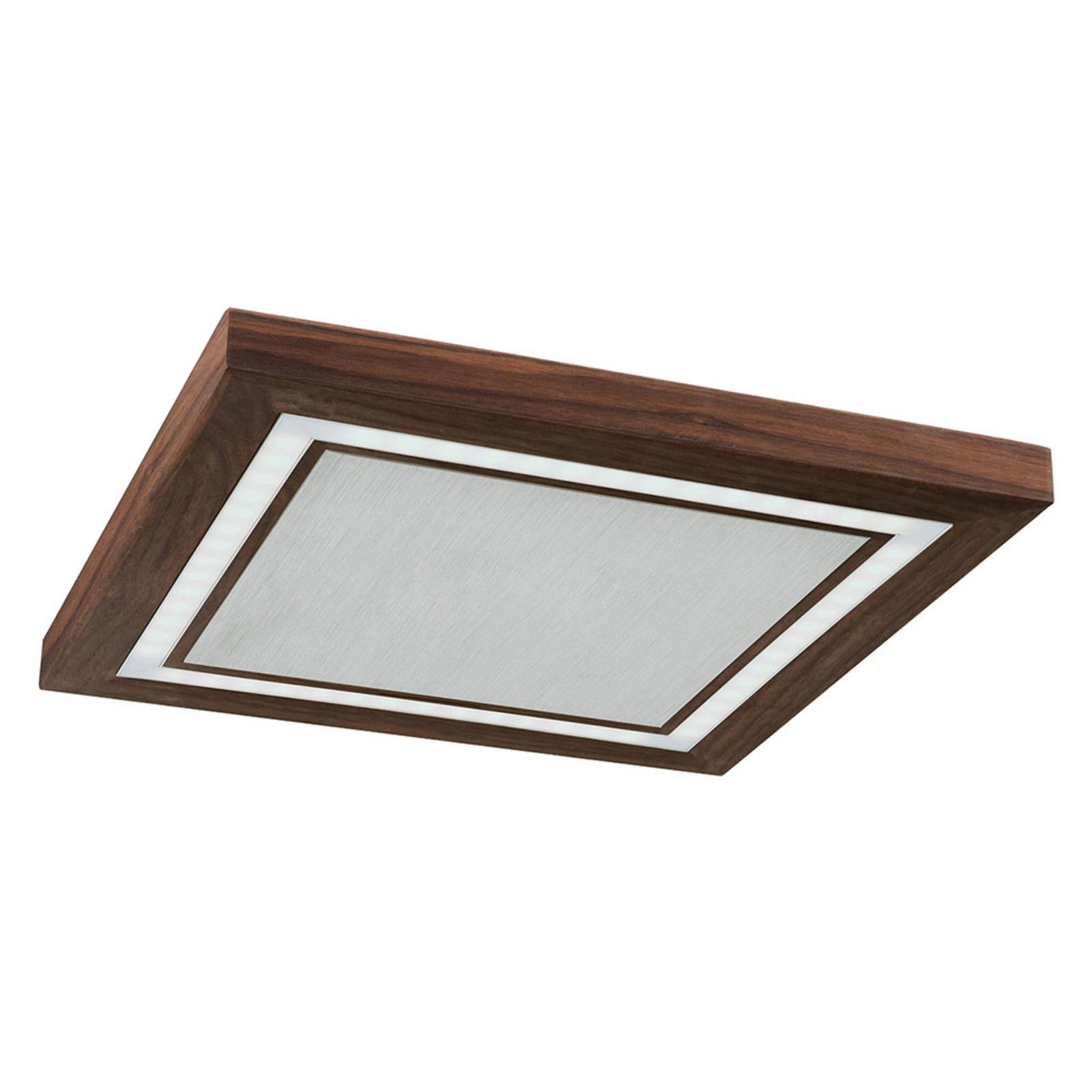 HerzBlut Otto O ceiling lamp square walnut, for Living / Dining Room, solid wood, metal, plastic, 36 W, energy efficiency: A+, L: 36 cm, W: 36 cm, H: 5.5 cm