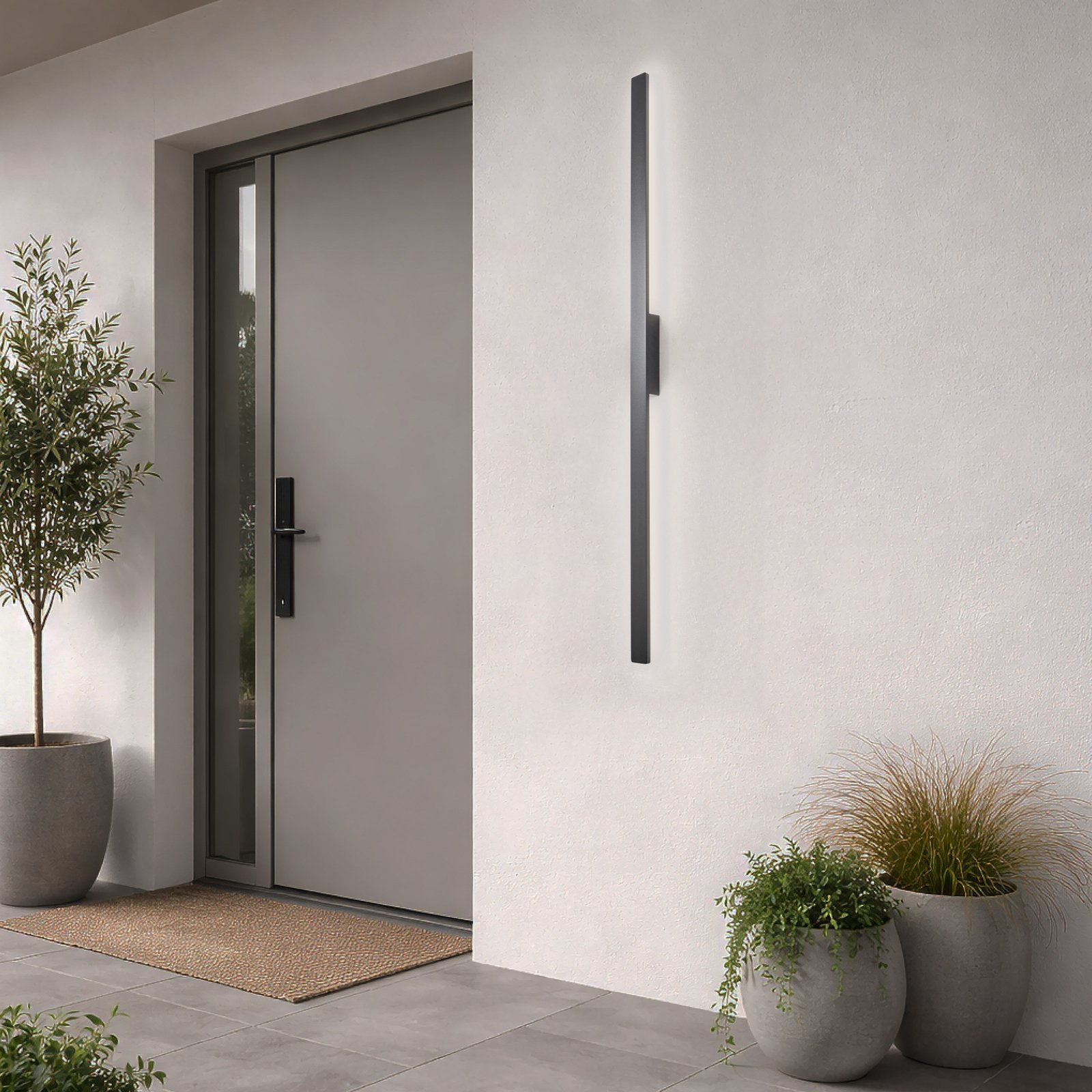 LED-Wandleuchte Demi L, schwarz, Alu, Höhe 144 cm, IP54