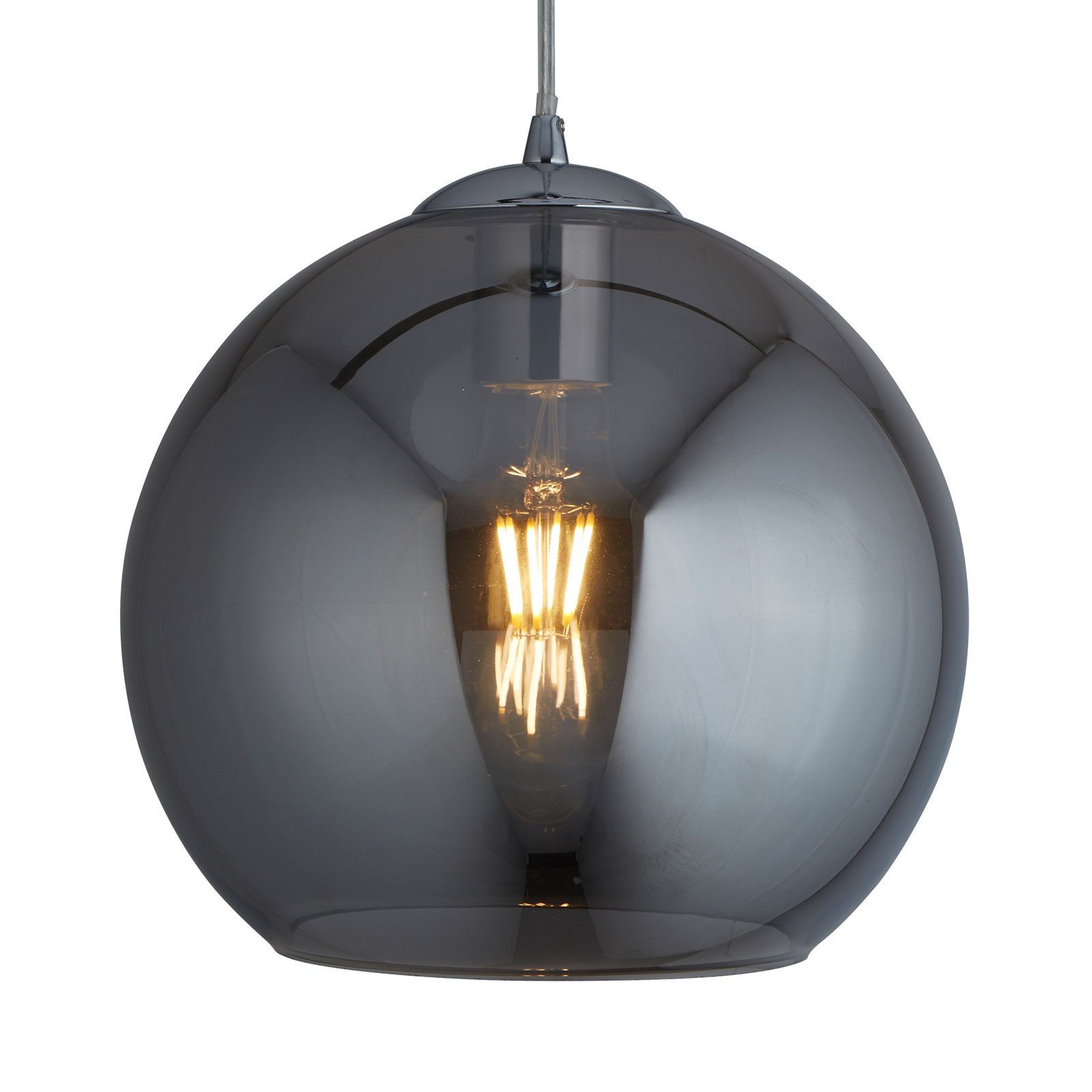 Searchlight Balls hanging light, smoke-coloured, Ø 30 cm, for Living / Dining Room, metal, glass, E27, 60 W, energy efficiency: A++