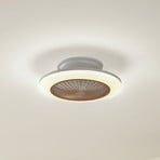 Lindby LED mennyezeti ventilátor Mamuti, fa színű, halk, 55 cm