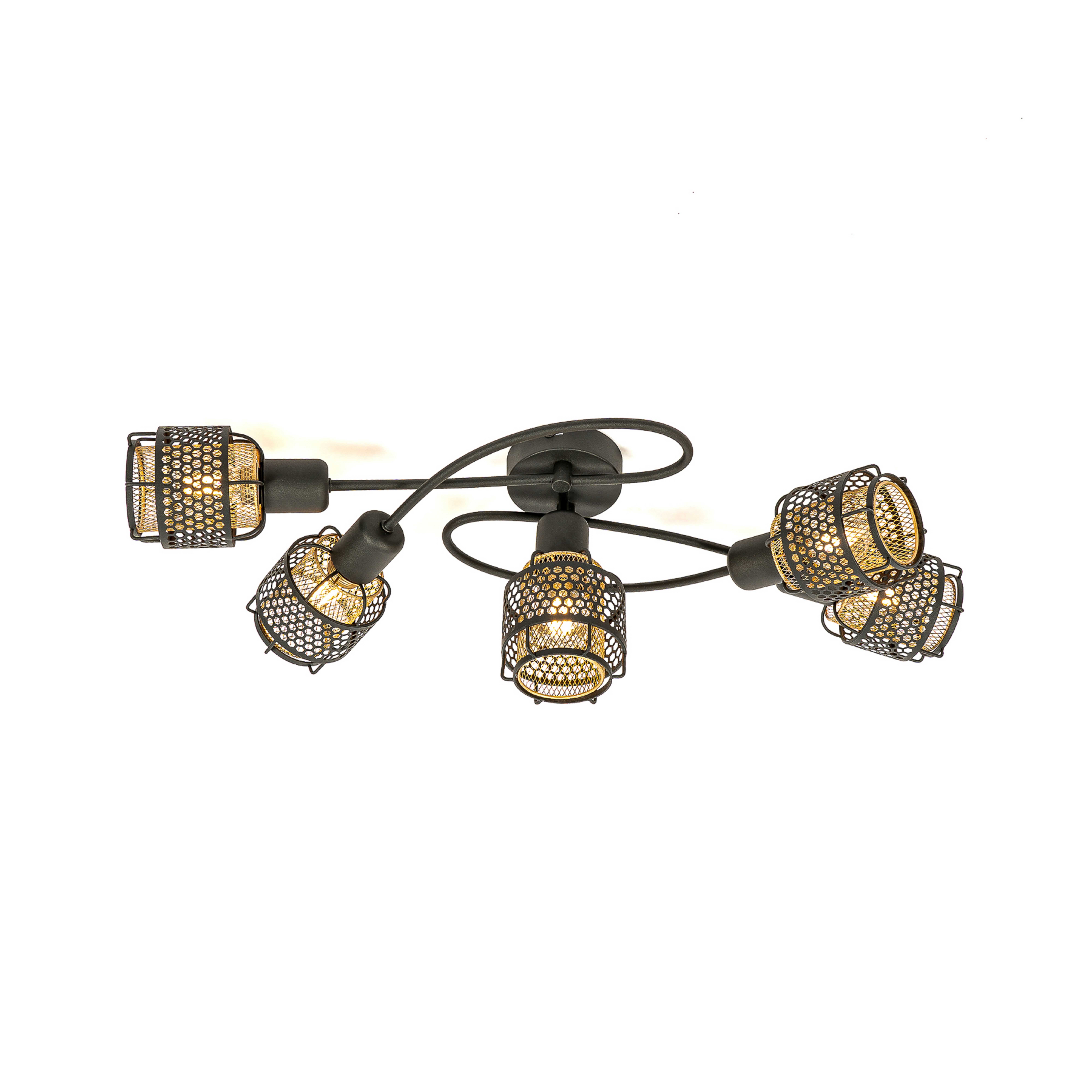 Eudoria 5 Round Plafonnier Black/Gold - Lindby