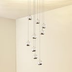 Lucande LED-Hängelampe Hayley, Ø 40 cm, 9-flg., chrom, Glas
