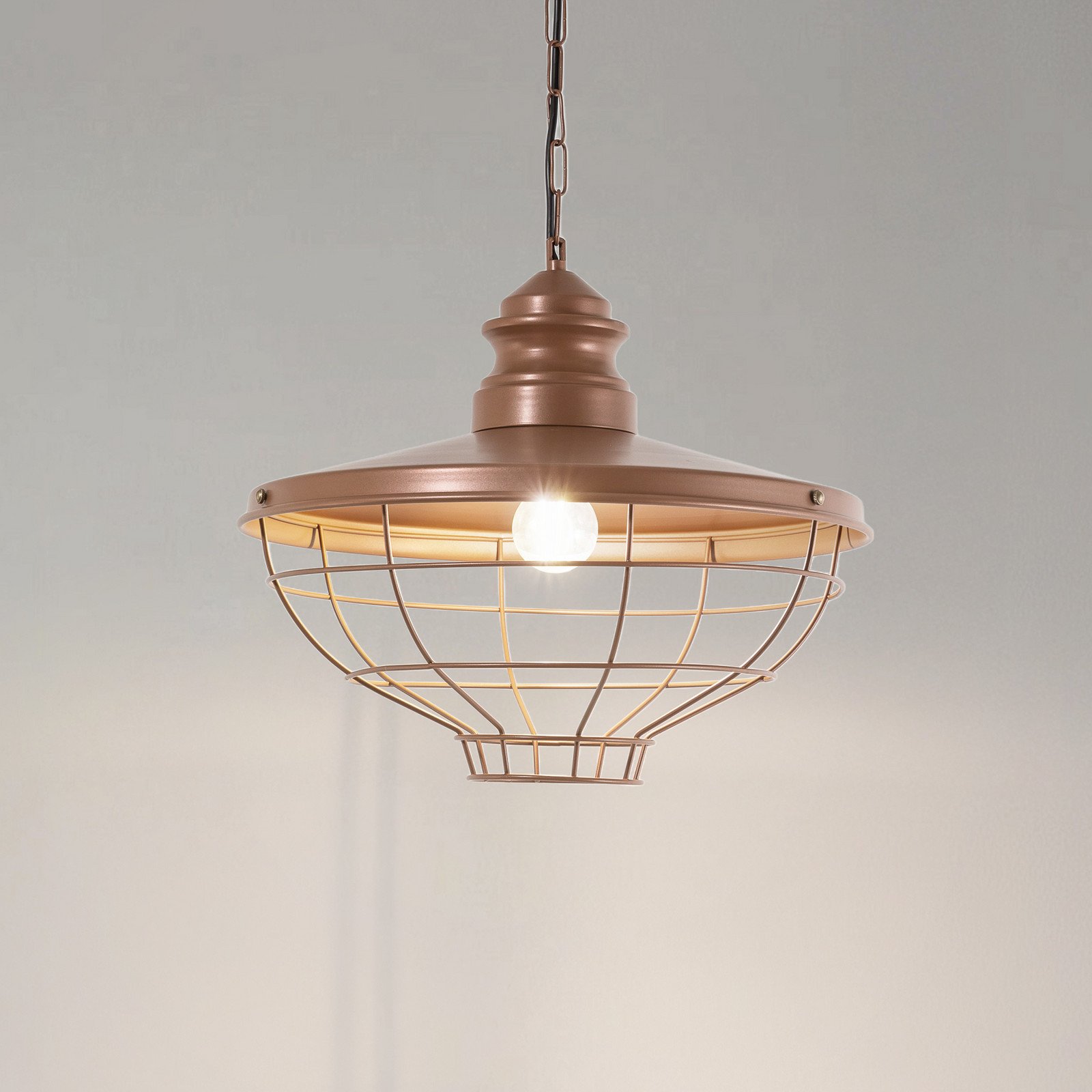 Opviq Lampă suspendată Sivani Tel MR-635 maro închis metal Ø 44 cm - Camera de zi / sufragerie - Vintage