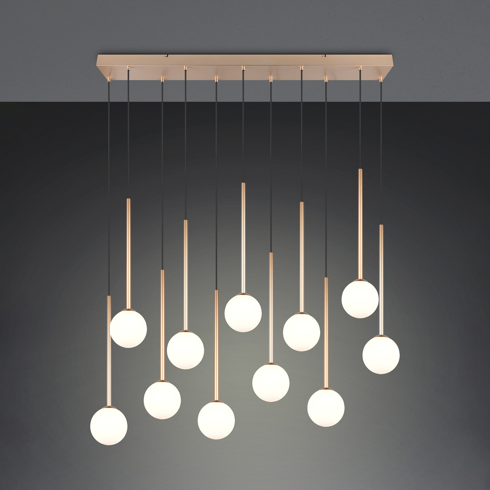 Trio Lighting Висяща лампа „Firano“, златист цвят, дължина 129 см, метал, 11-лампова.