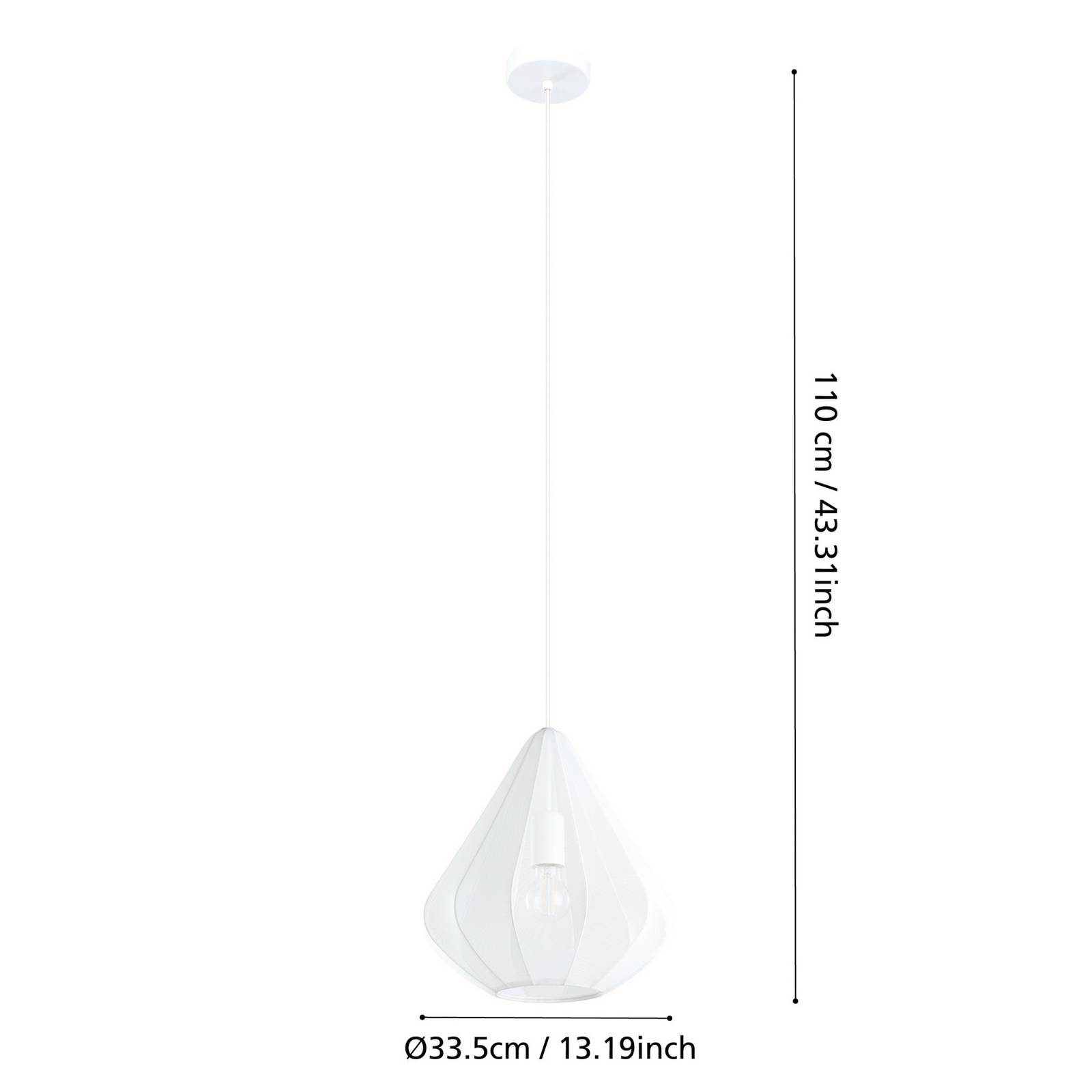 Żyrandol Dolwen, biały, Ø 33,5 cm, tkanina