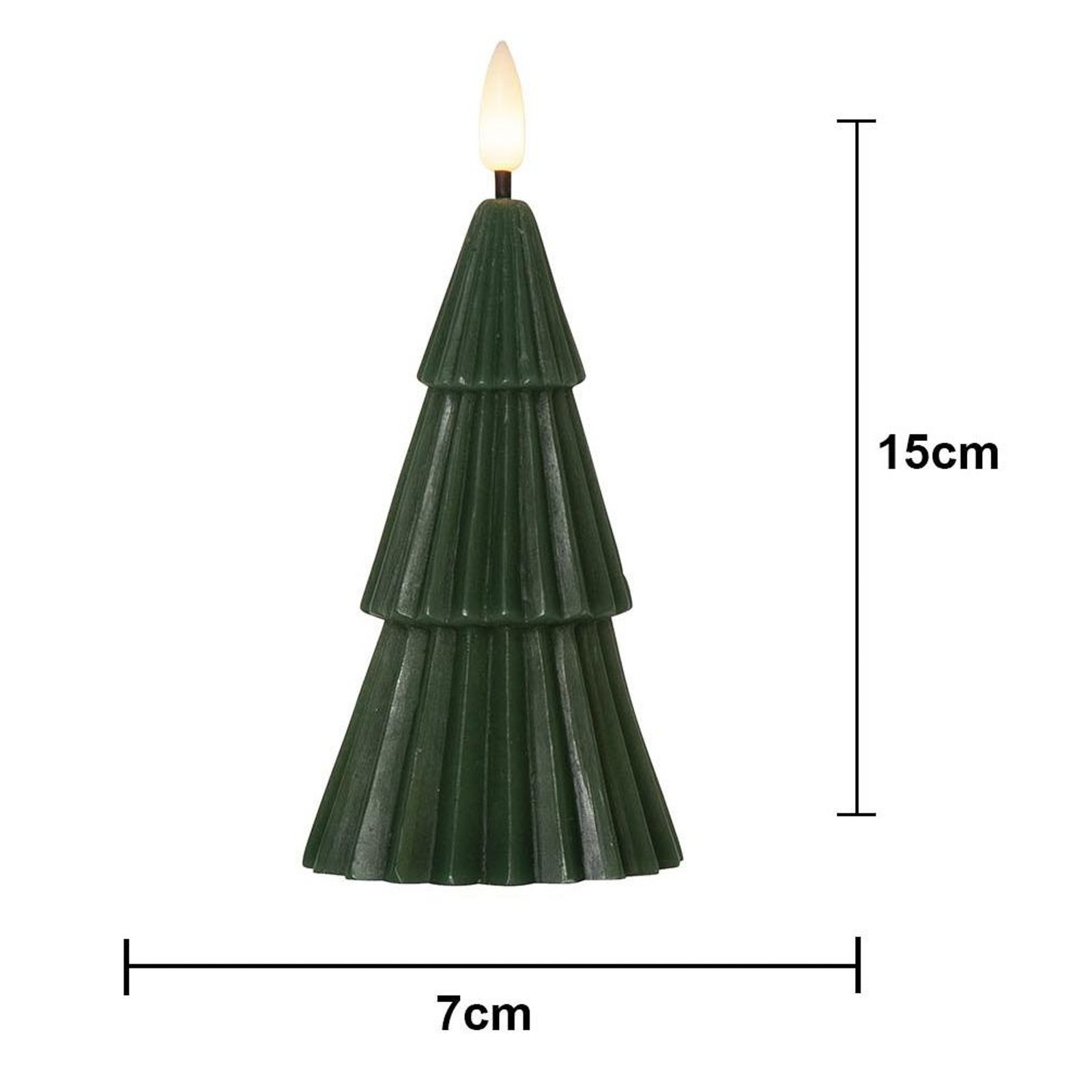 Lumânare LED Flamme Grany, verde, 15 cm, ceară naturală, funcționează cu baterii