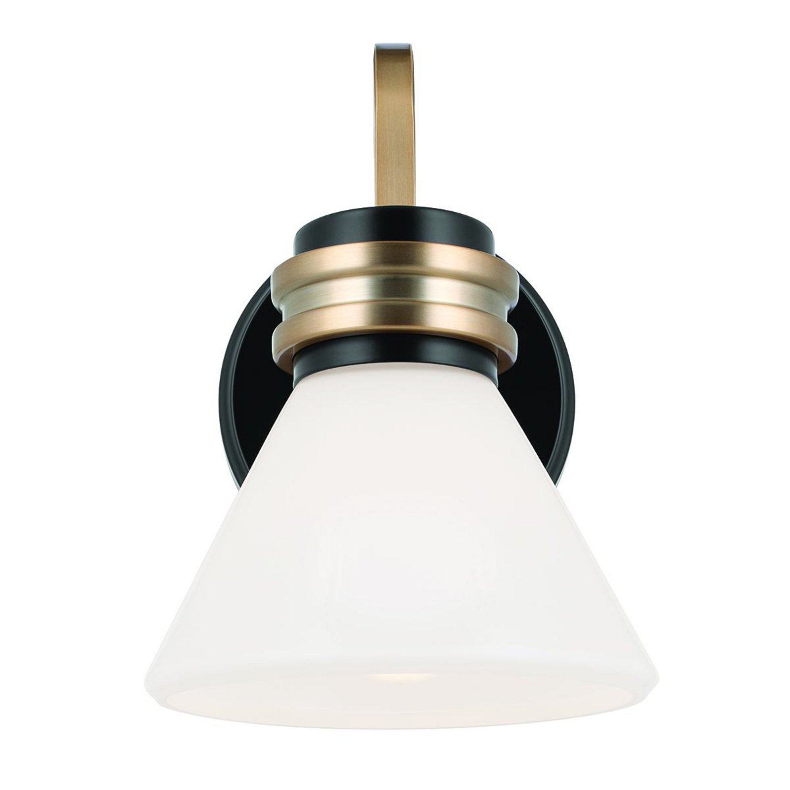 Aplique de pared Farum 1, negro/bronce, acero, cristal, G9