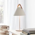 Lampe à poser Strap métal et ruban cuir, blanche