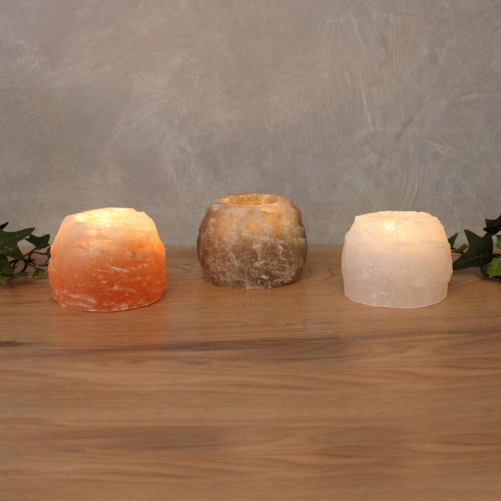 Lot De 4 Photophores En Cristal De Sel De L'Himalaya - Bougies Chauffe-Plat Incluses