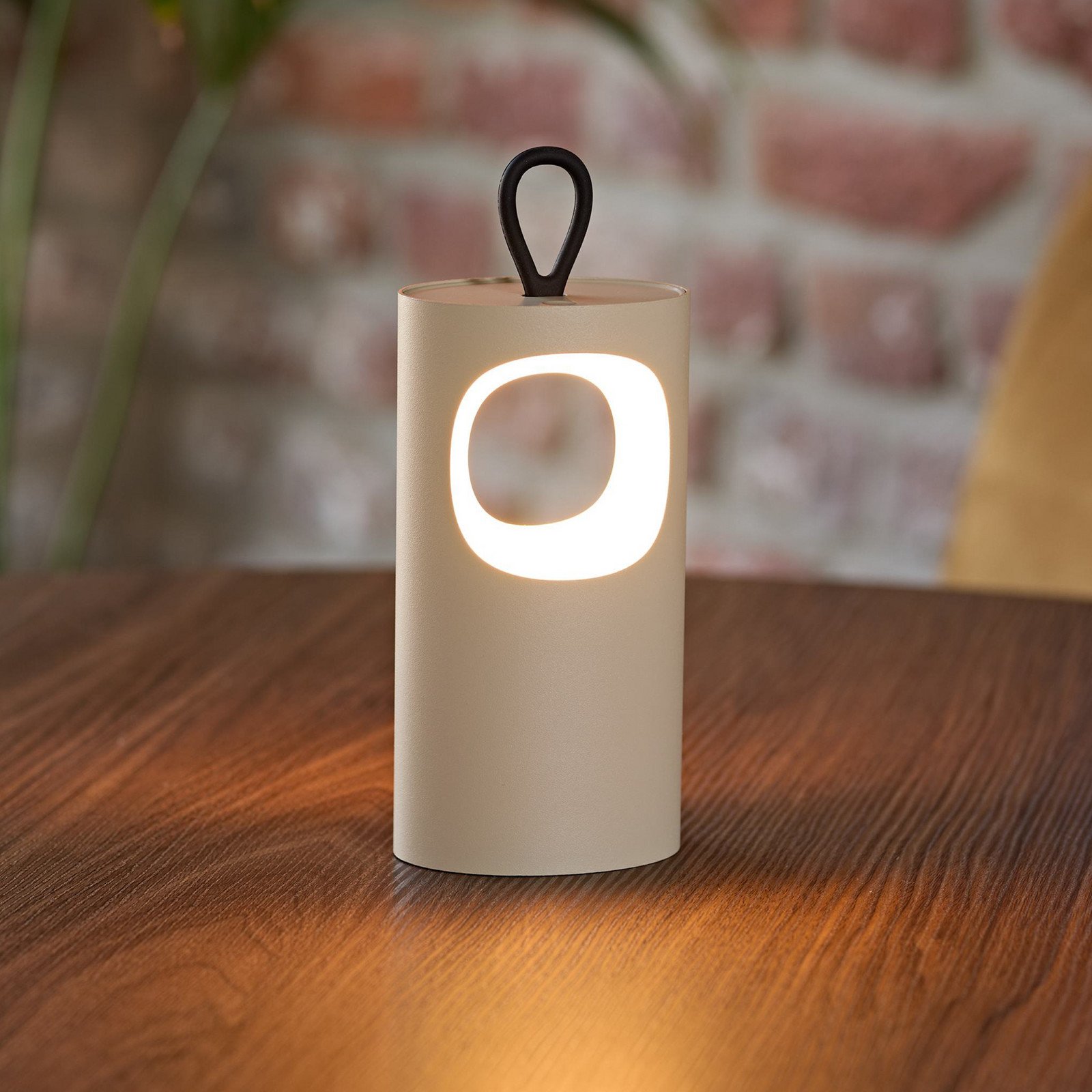 Sigor Lampa de masă cu LED și baterie Lunari bej 16 cm metal CCT IP44 - Camera de zi / sufragerie - Modern - Aluminiu