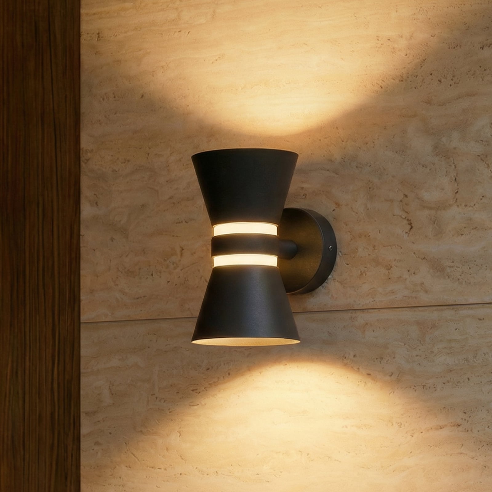 Meravi LED-Außenwandleuchte, zweiflammig, IP44, anthrazit, Aluminium - Lucande