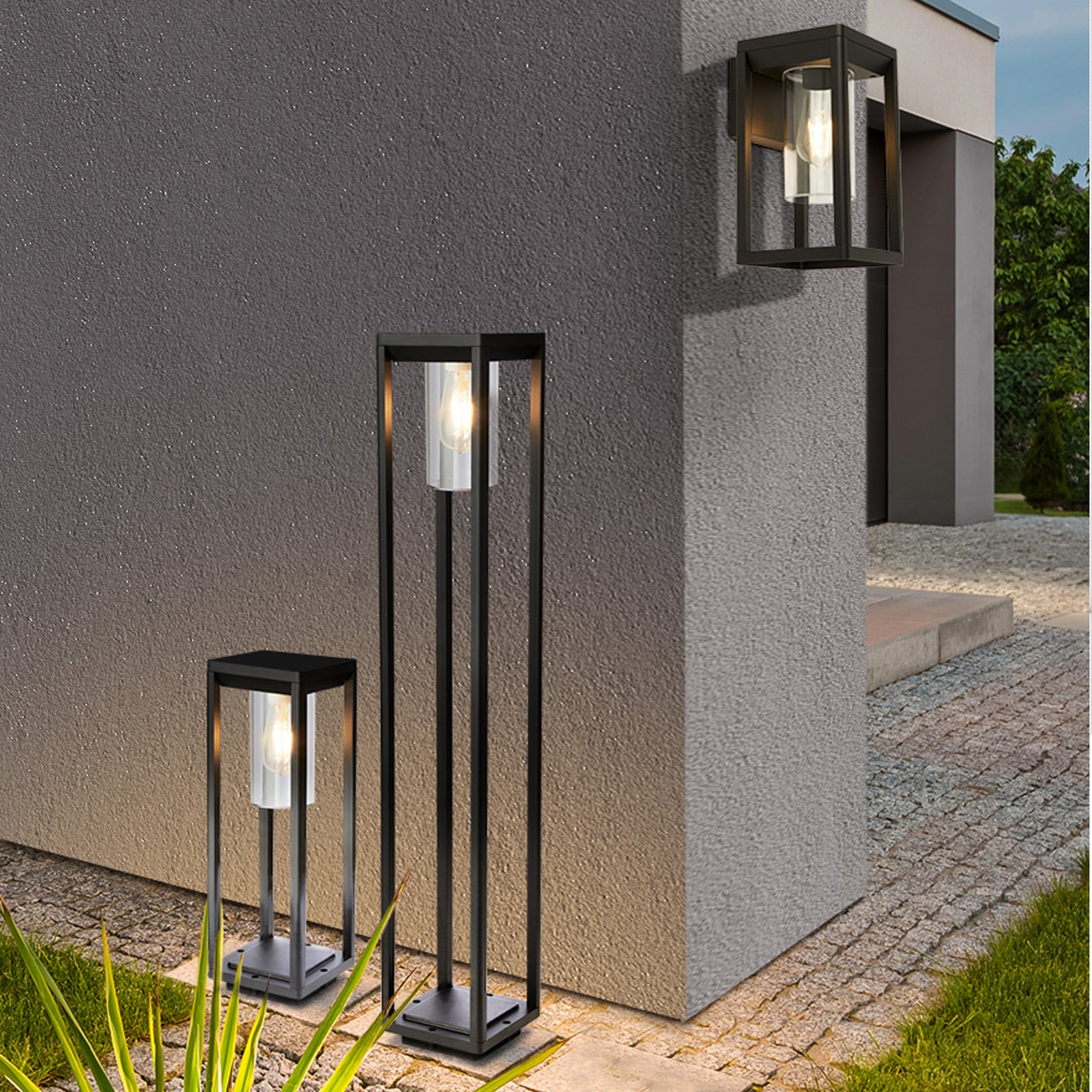 Atlanta kültéri fali lámpa, fekete, szélesség 16 cm, fém