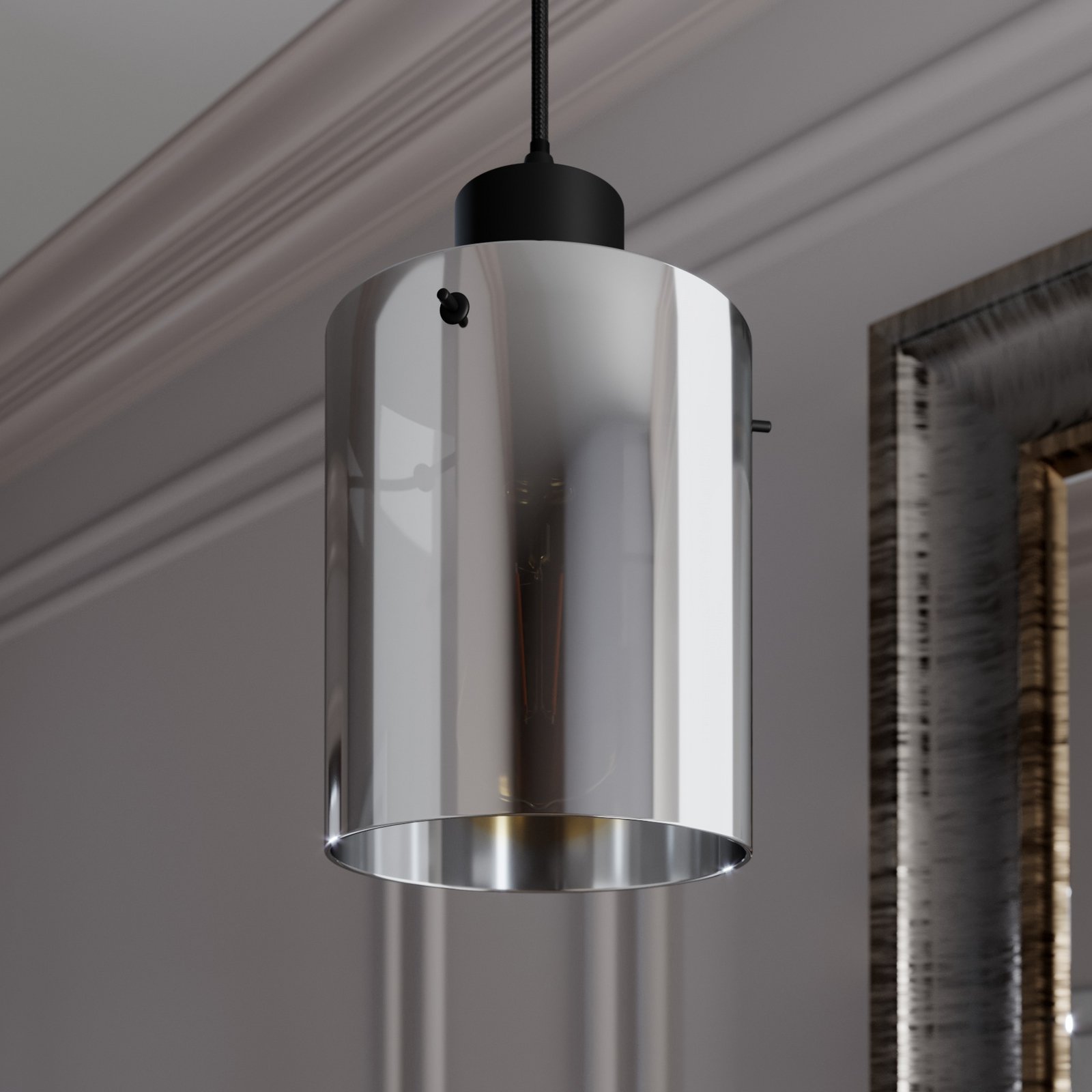 Kourtney Závěsná Lampa Black/Smoke - Lindby
