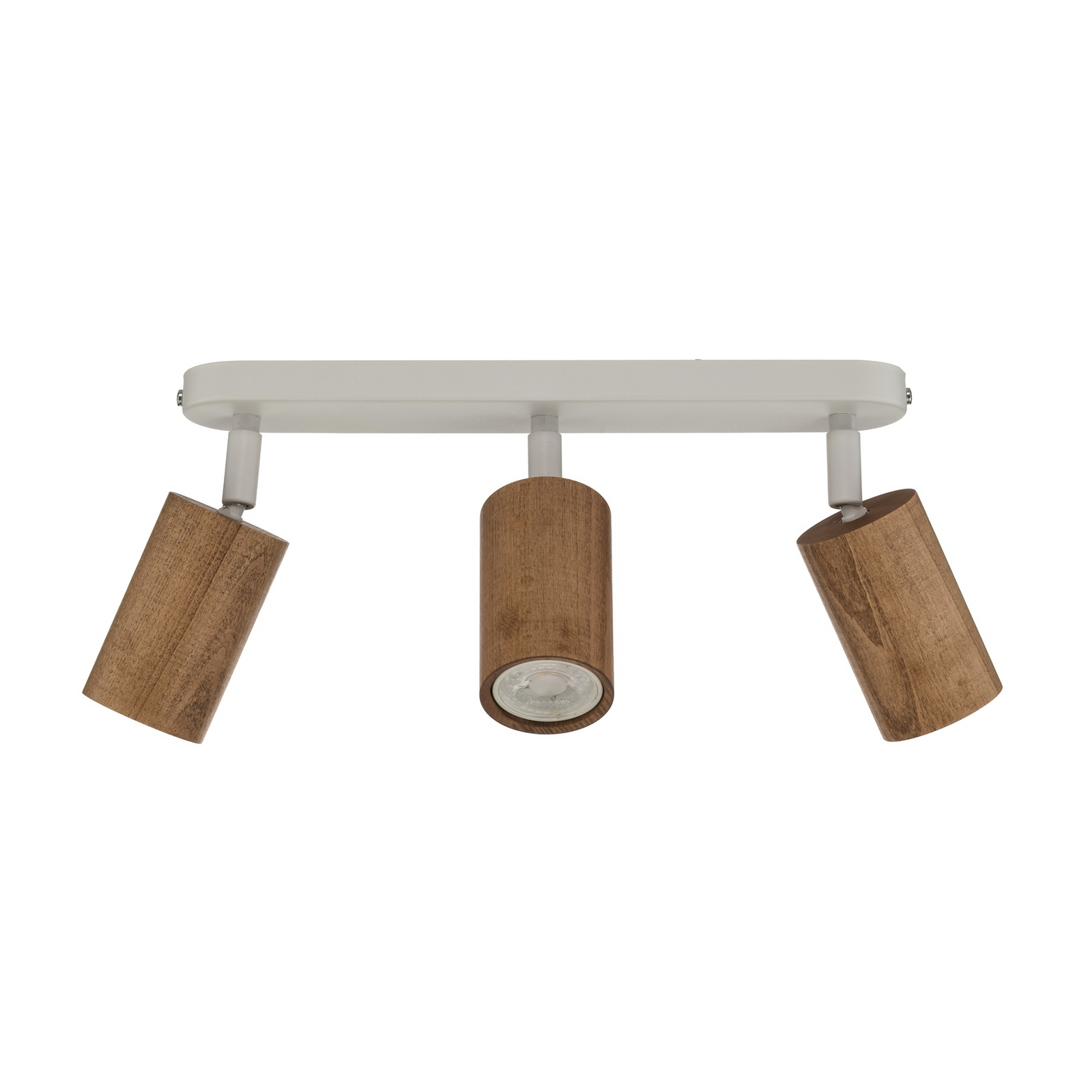 Nisse ceiling spotlight, white, length 33 cm, 3-bulb, wood/metal Nisse ceiling spotlight, white, length 33 cm, 3-bulb, wood/metal