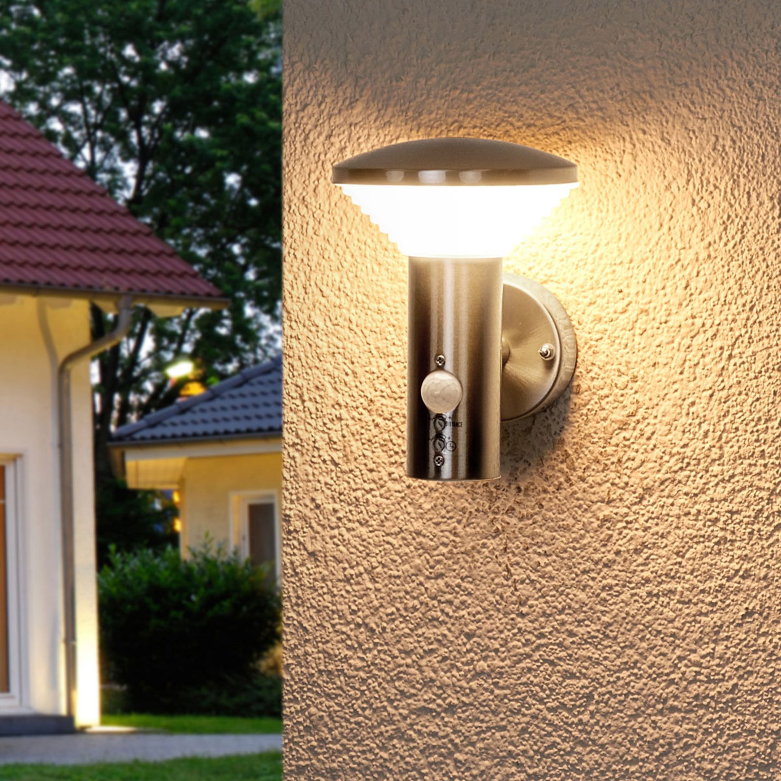 Tiga LED Candeeiro de Parede Exterior w/Sensor Stainless Steel/White - Lindby