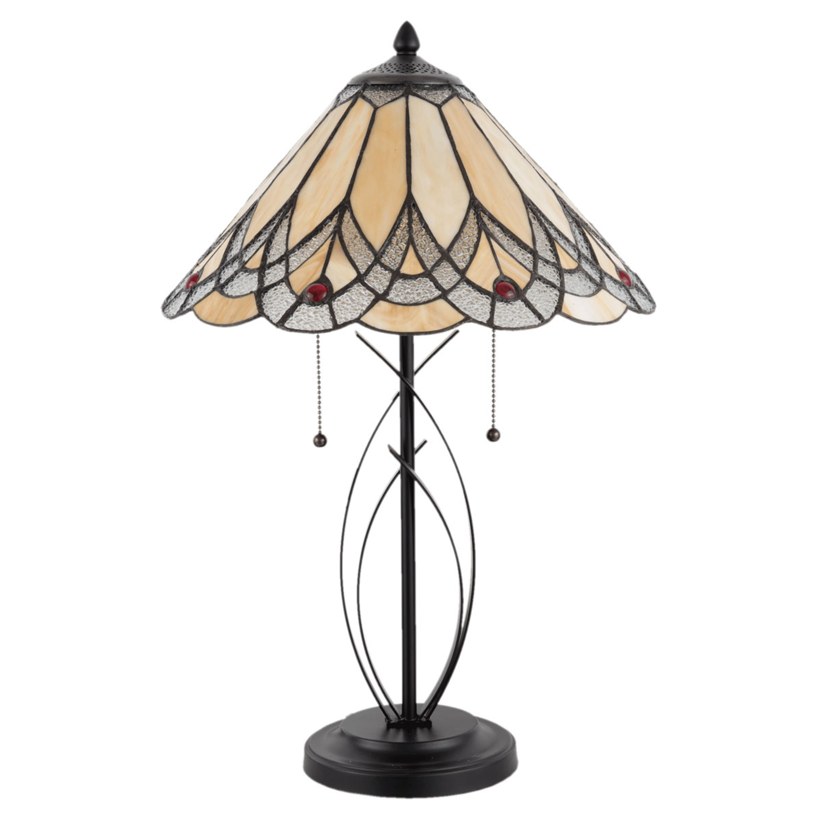 Galda lampa 5186 ar dzintara krāsas stikla abažūru