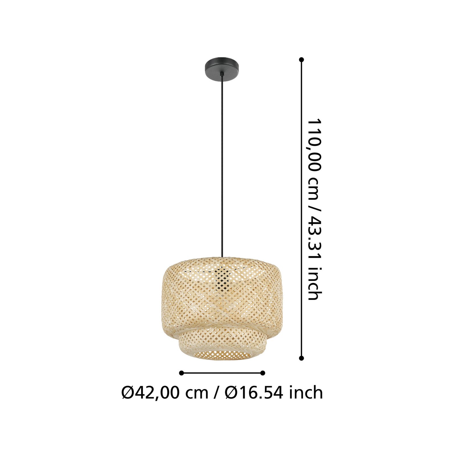 Hettonle lampă suspendată abajur bambus, Ø 42 cm