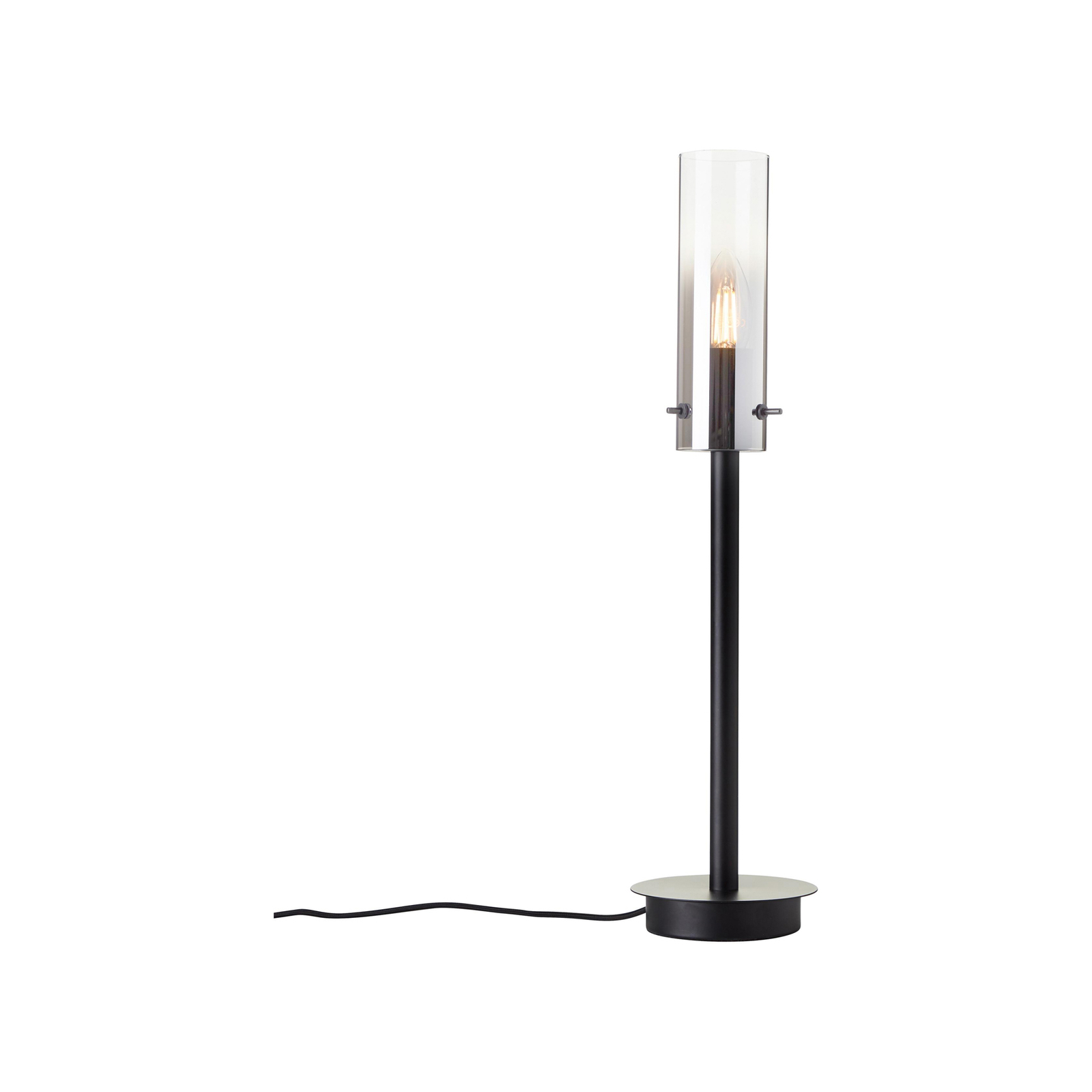 Lampada da tavolo Glasini, altezza 49,5 cm, grigio fumo/nero, vetro