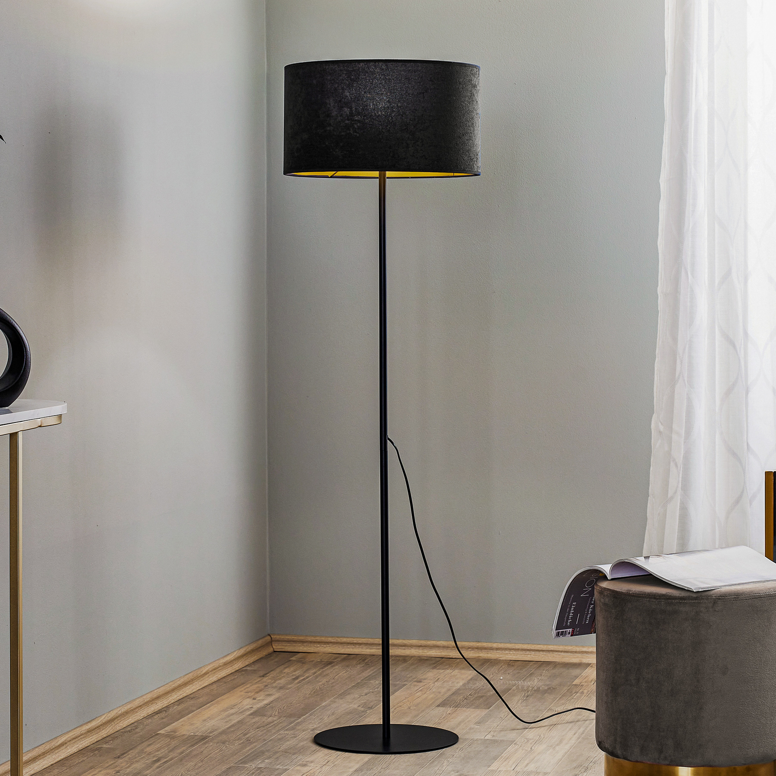 Lampa podłogowa Golden Roller czarna/złota