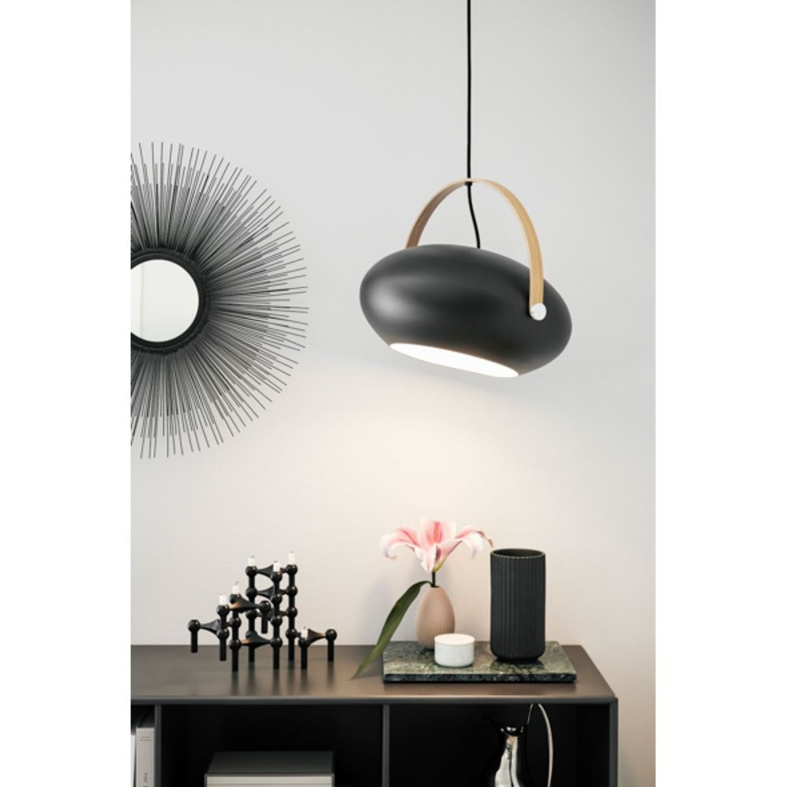 D.C Lustră Pendul Ø40 Black/Oak - Halo Design