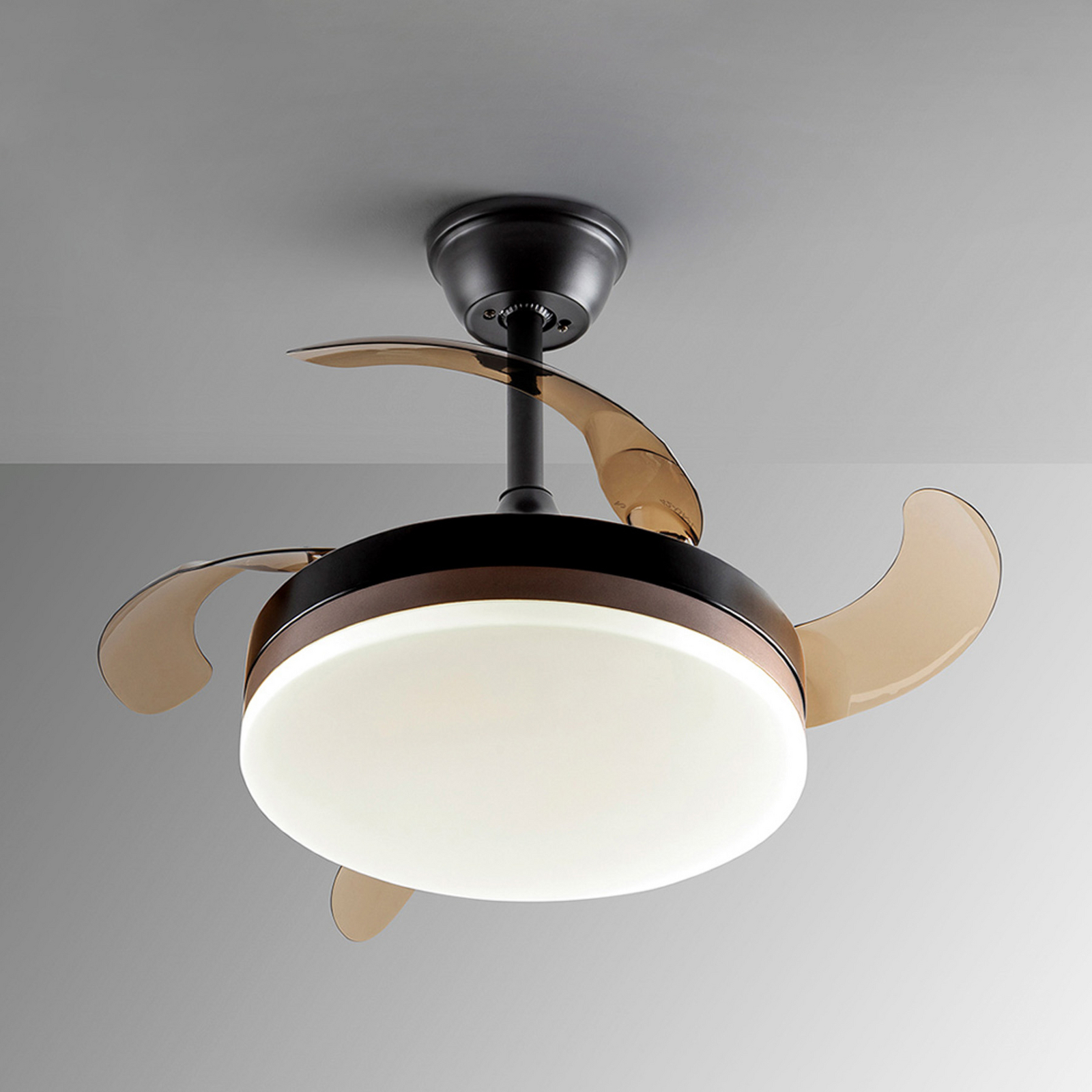 LED stropni ventilator Vento črn/bronast/dimast Ø 90 cm tih