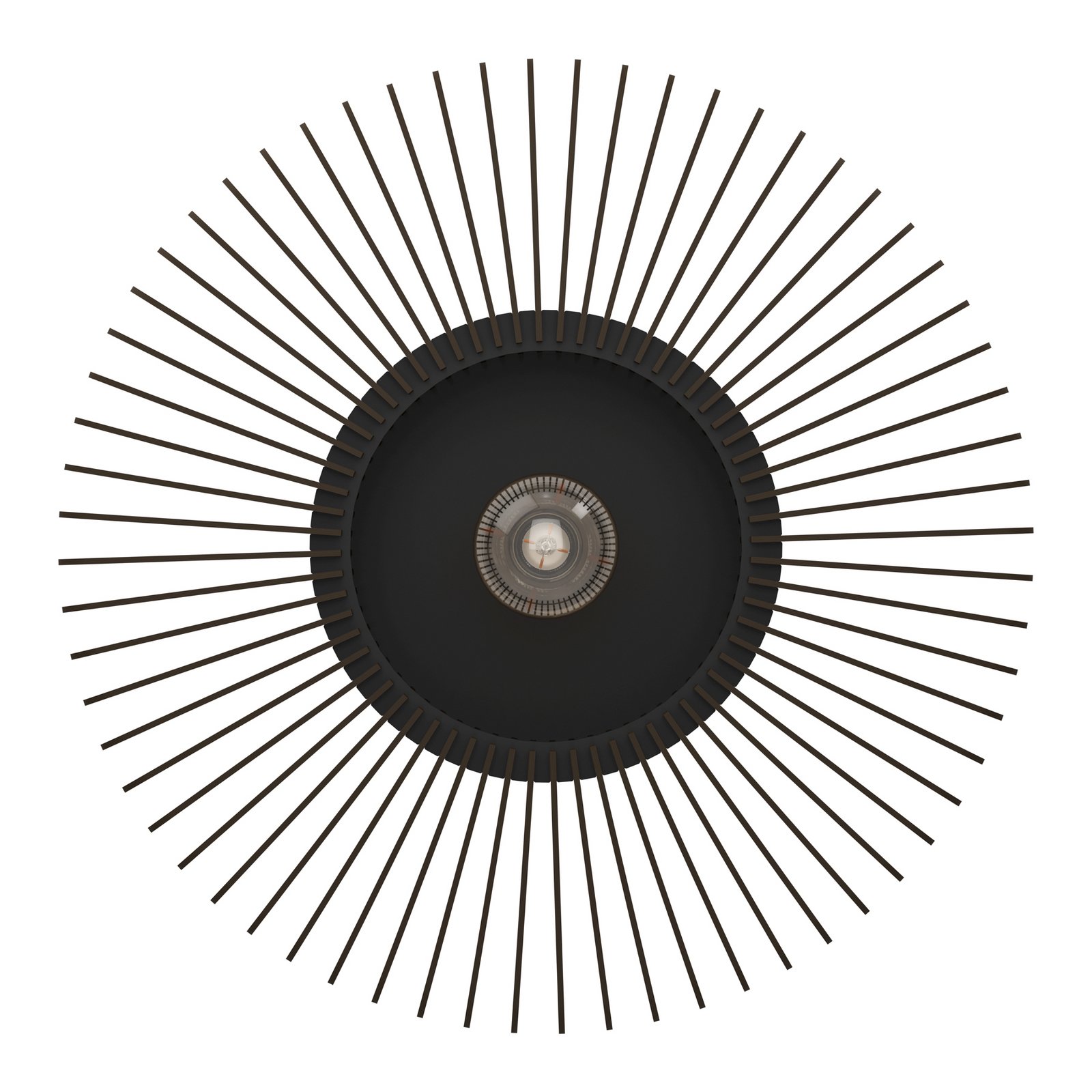 Palombaia ceiling lamp, black, Ø 50 cm, steel/wood, E27