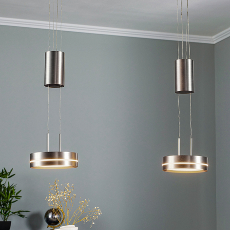 Lindby Eilika LED-pendellampe, 2 lyskilder, nikkel