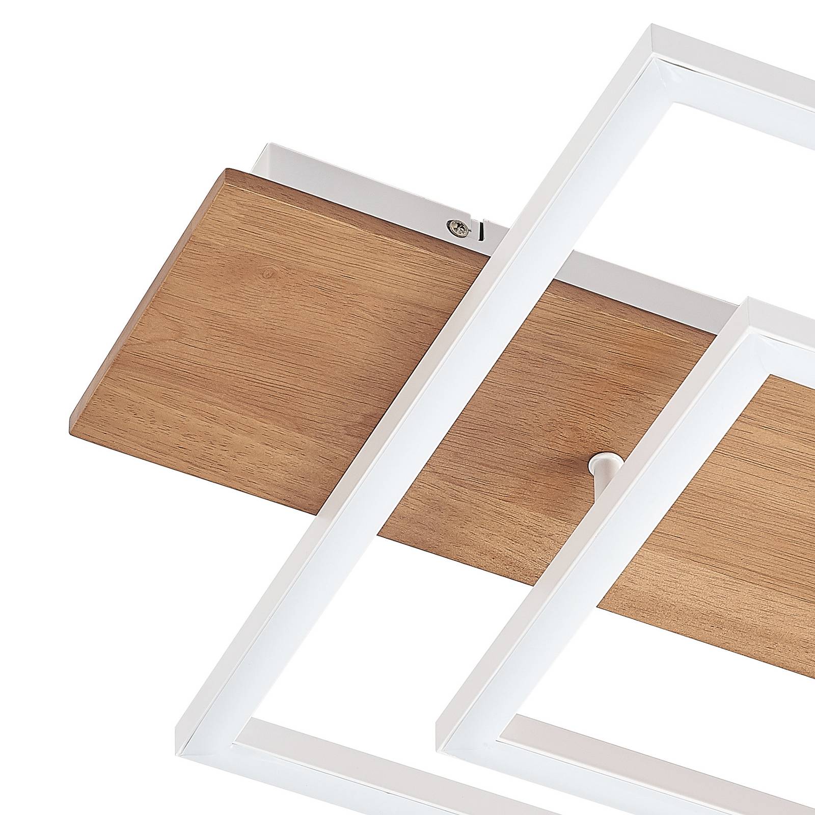 Lucande lucande Chariska LED plafondlamp hout wit 60 cm, voor woon-/ eetkamer, hout, aluminium, ijzer, 22.8 W, L: B: 40 H: 9.9 cm