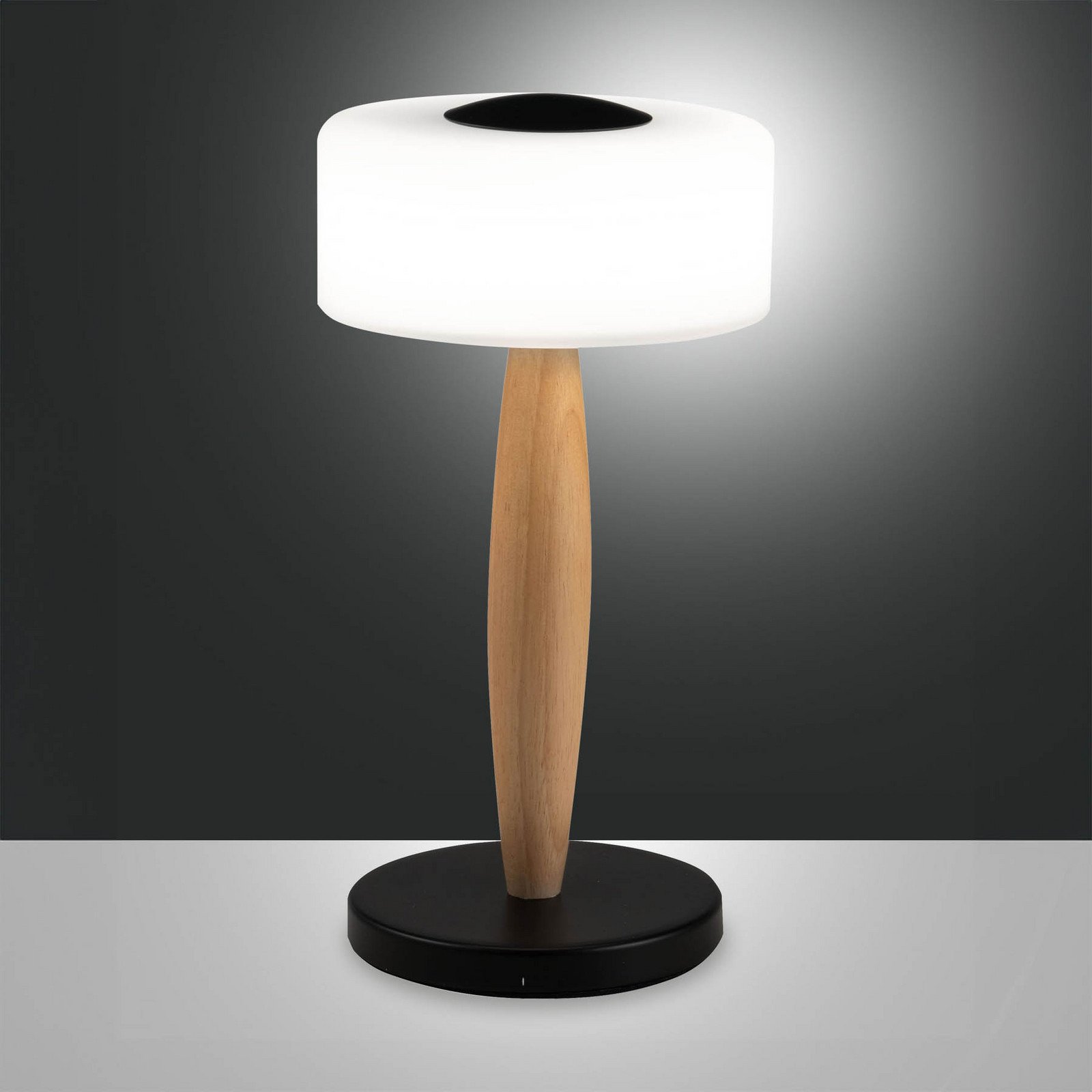 Fabas Luce Elea LED lampă de masă negru înălțime 29 cm sticlă lemn - Camera de zi / sufragerie - negru lemn deschis