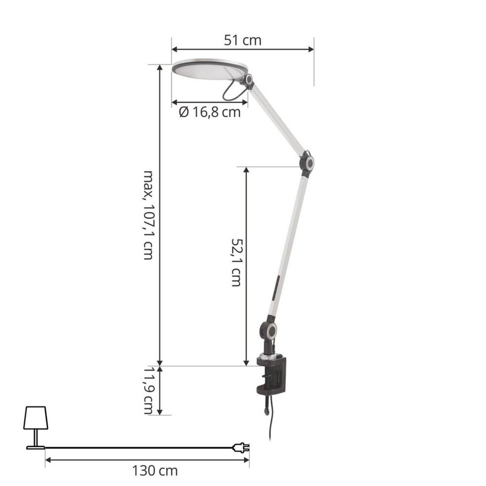 Nyxaris LED Veioză w/Clamp CCT Silver - Lindby