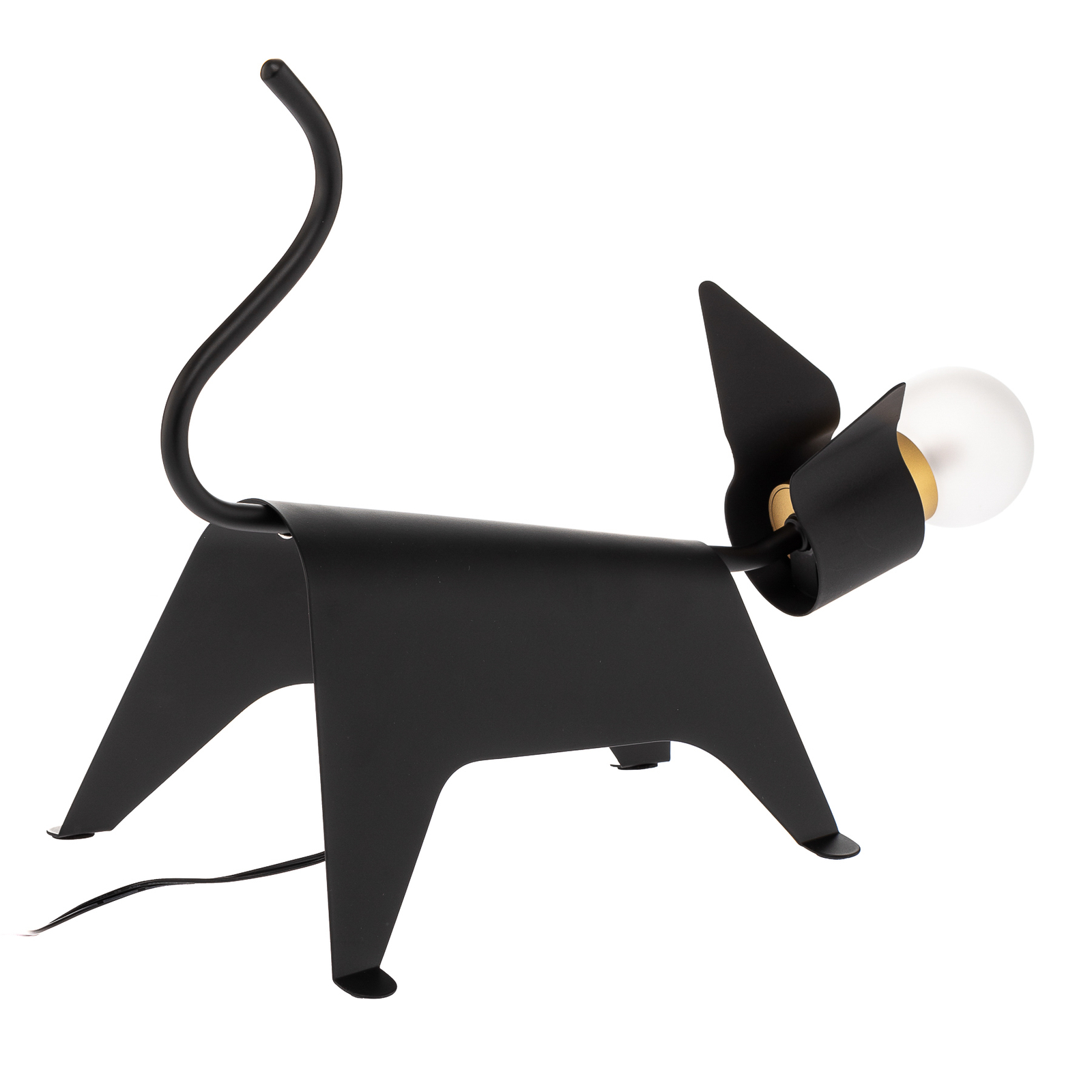 Lucande galda lampa Idalina, kaķis, melna, tērauds, 37 cm