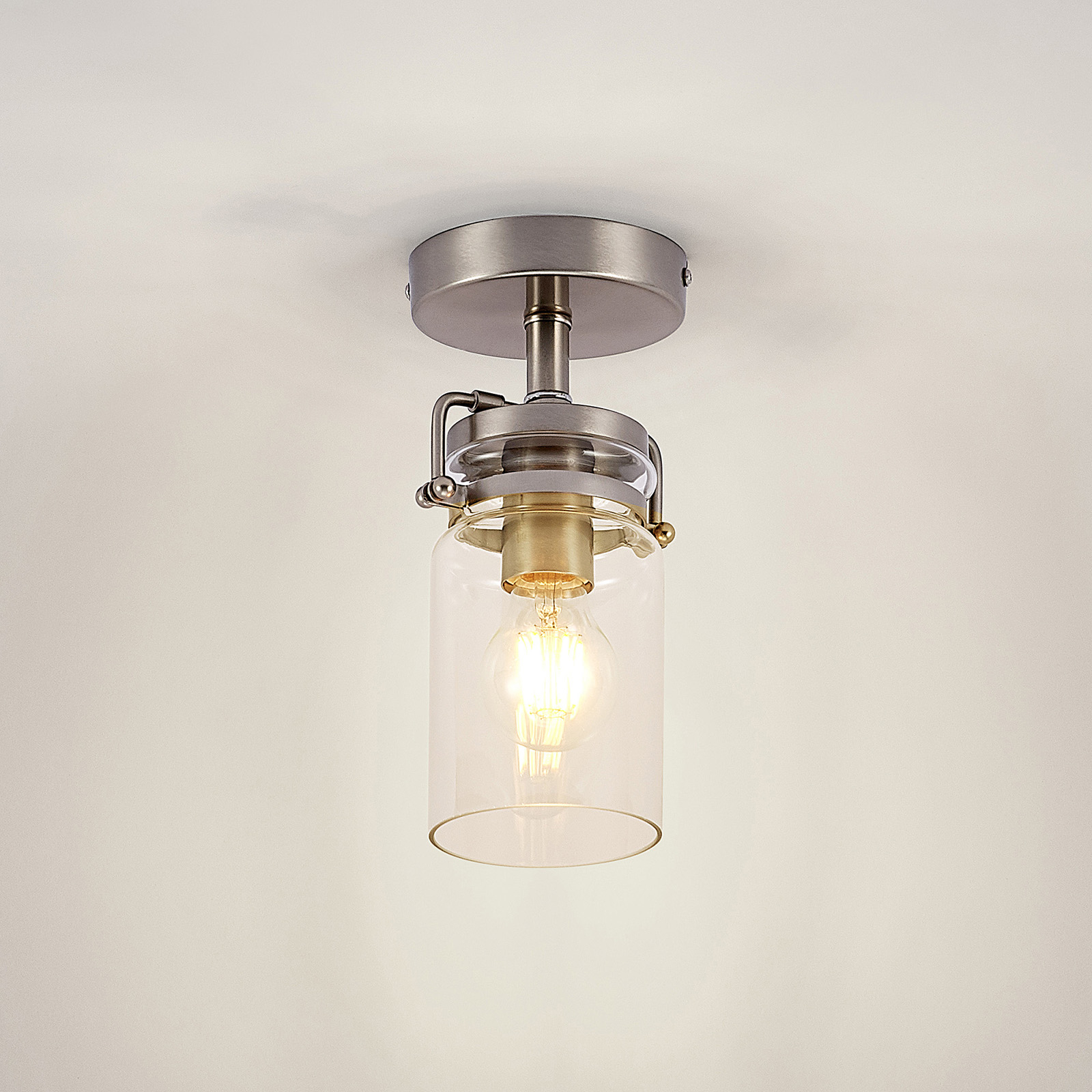 Lindby Vintus plafondlamp, nikkel