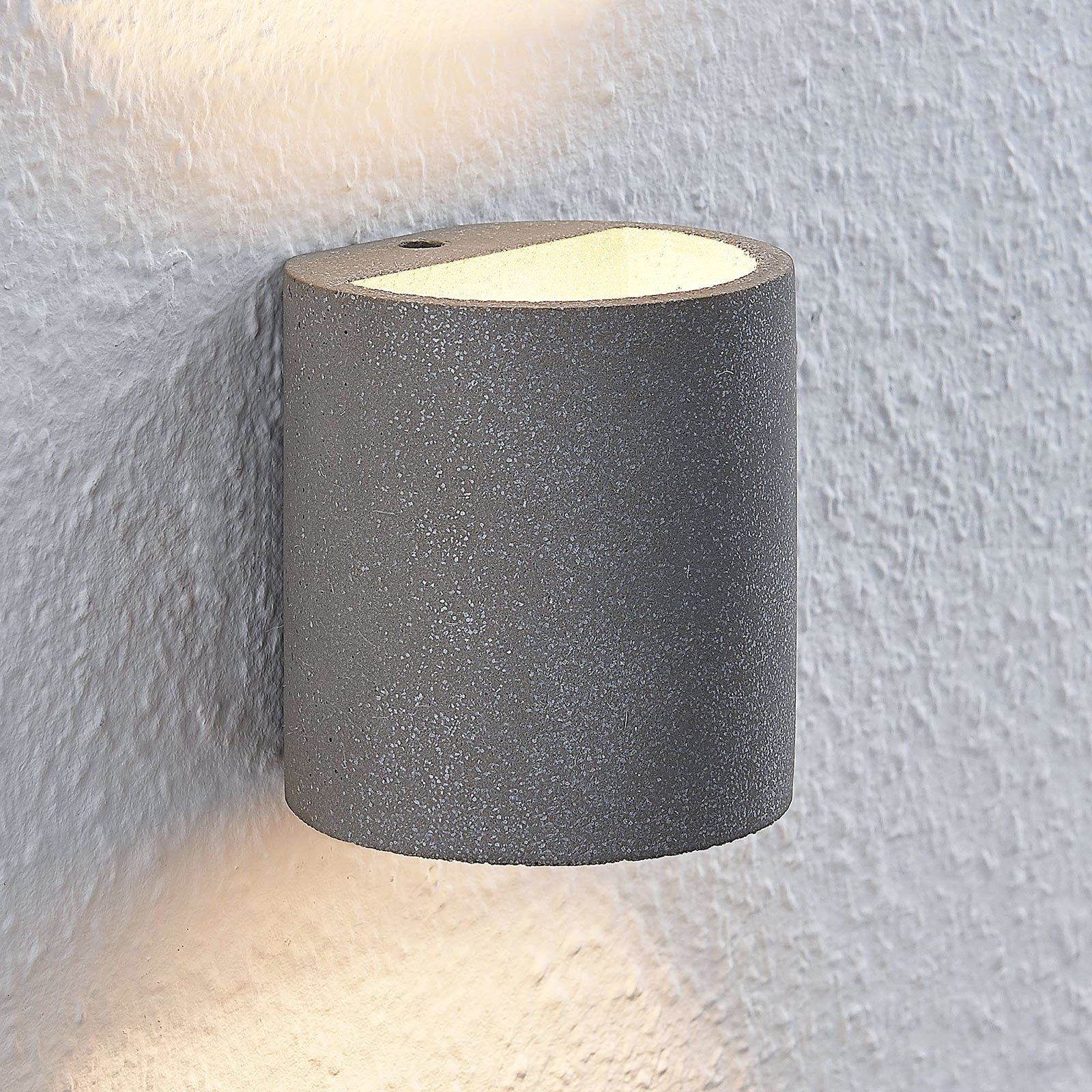 Lindby Edvin LED wall light, concrete, cylinder, for Living / Dining Room, concrete, G9, 3 W, energy efficiency: A+, W: 10.5 cm, H: 10.8 cm