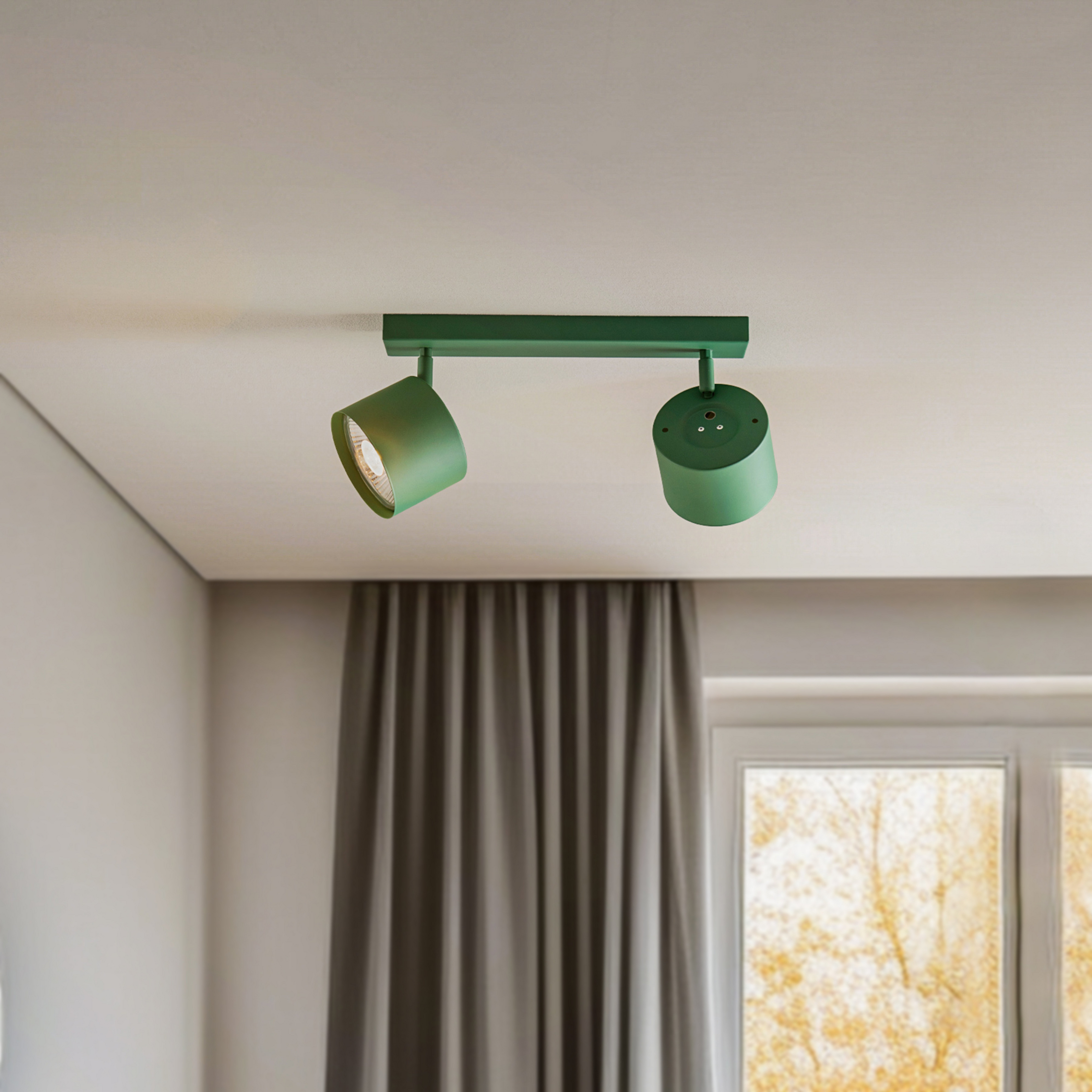 Chloe stropni reflektor, podesivi, dvije žarulje, zeleni