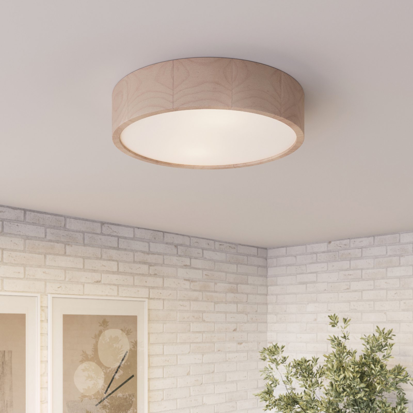 Envostar Kerio ceiling lamp Ø 37 cm natural pine