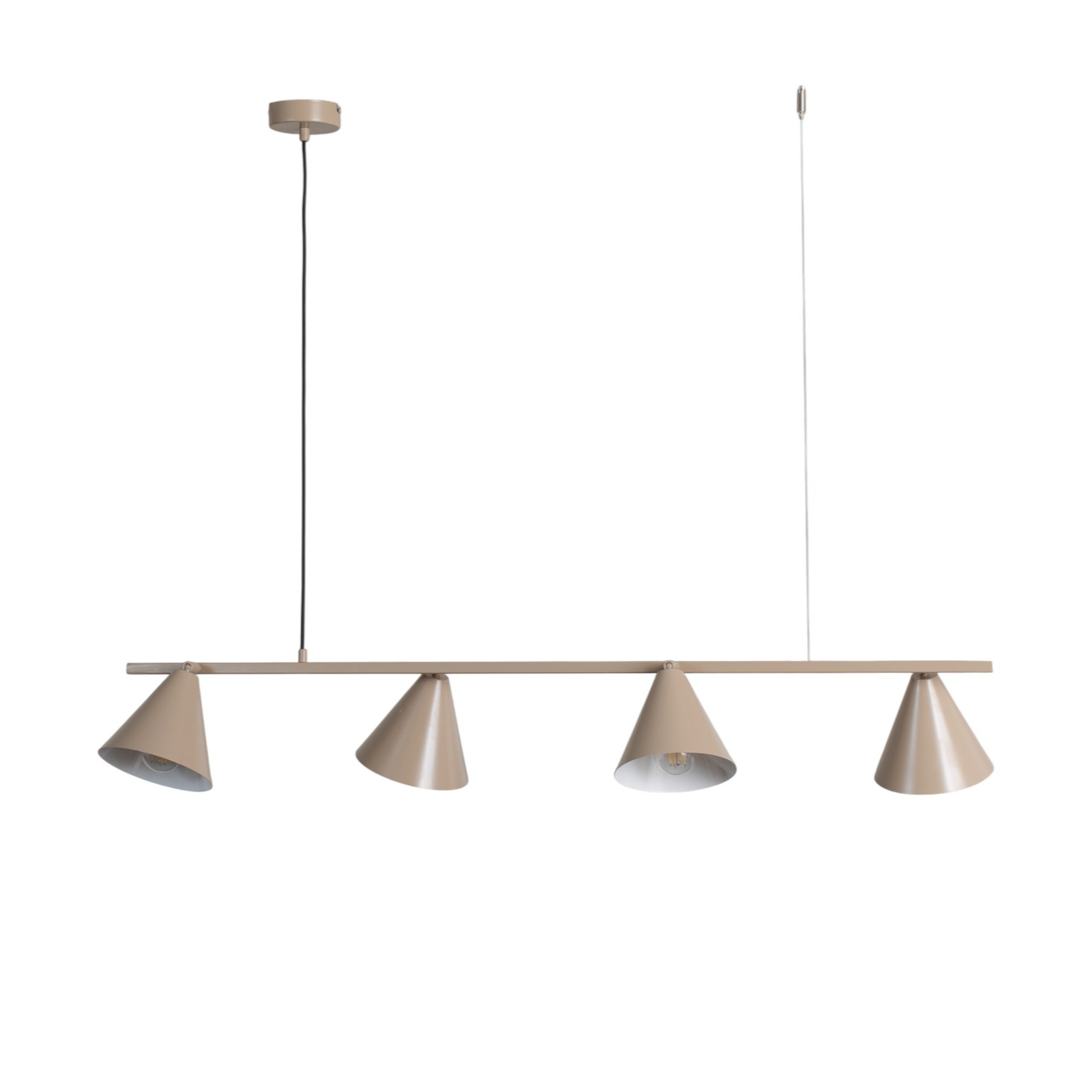 Lampada a sospensione Form 4 in metallo beige, a 4 luci, a forma di cono - ALDEX