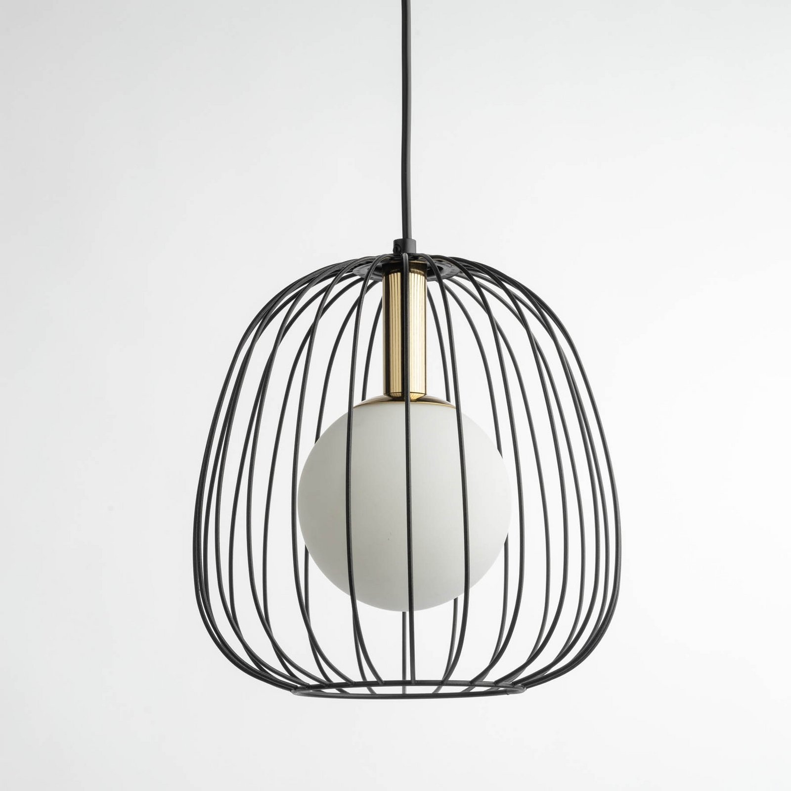 Hängeleuchte Bell S, Ø 24 cm, 1-flammig, schwarz/gold/weiß