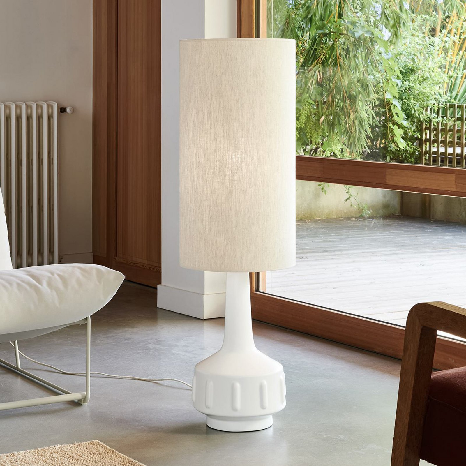 MARKET SET Stojacia lampa Jimmy, biela/béžová, 121 cm