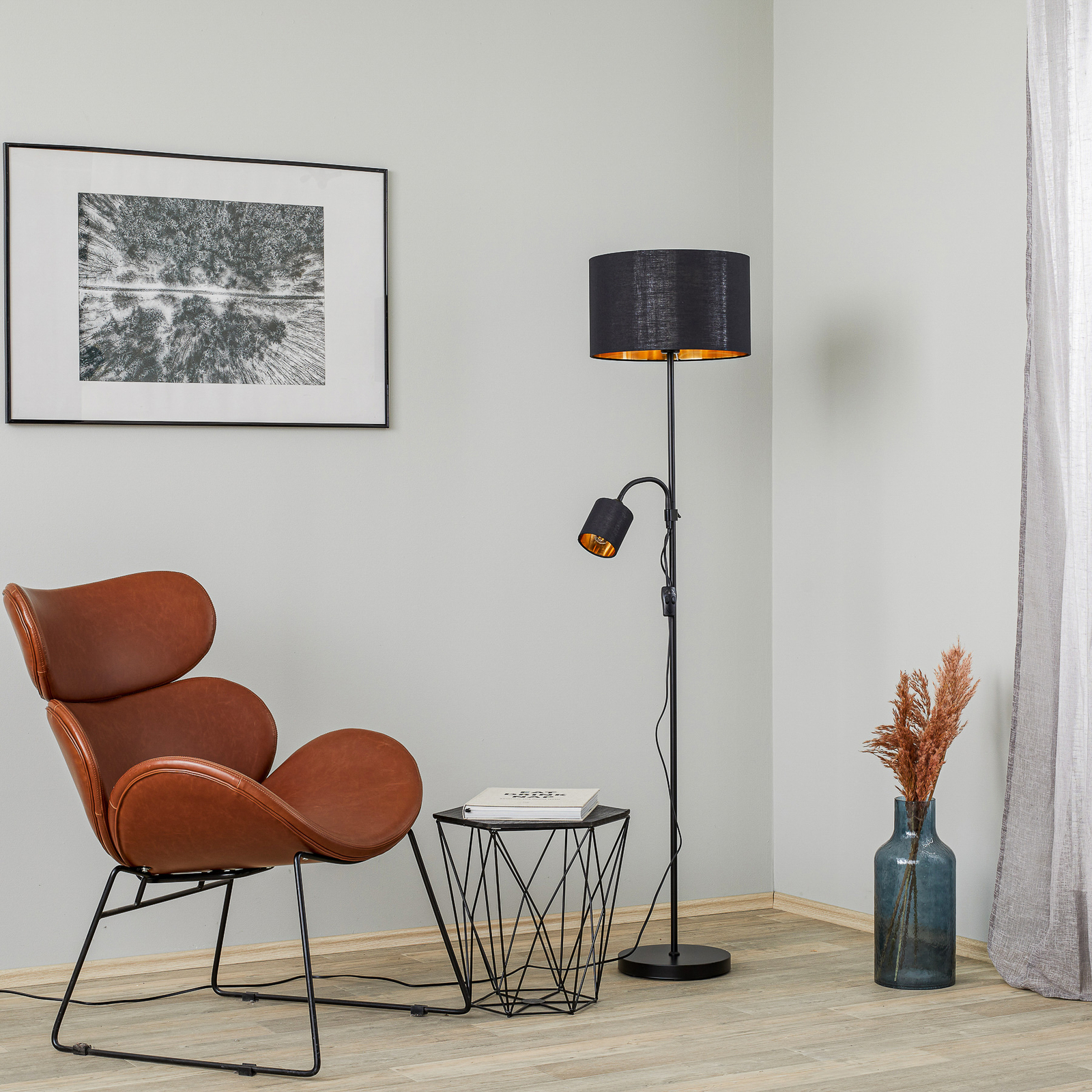 Lindby Olikana floor lamp, two-bulb, 160 cm