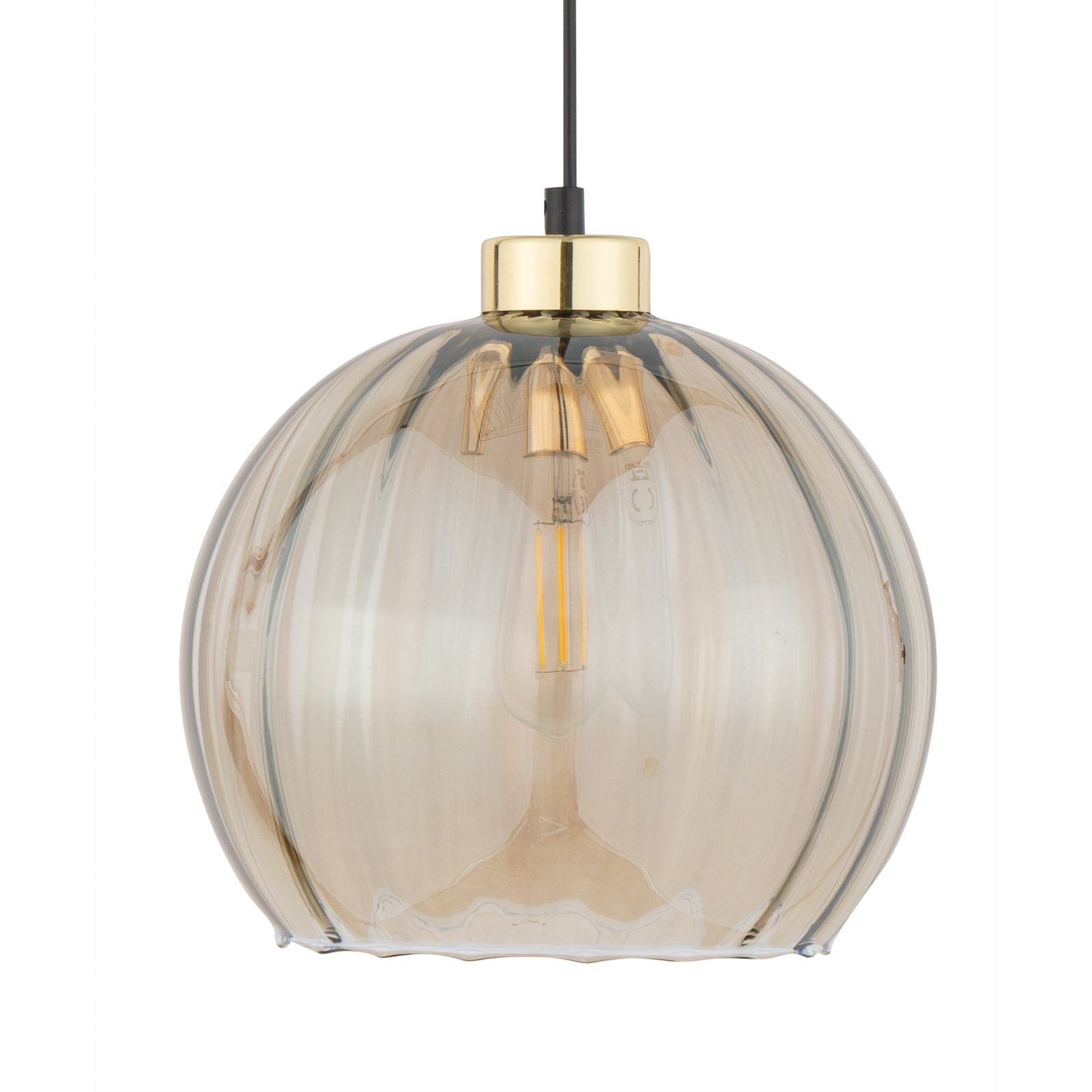 Devi pendant light, glass, amber, 1-bulb, Ø 25cm