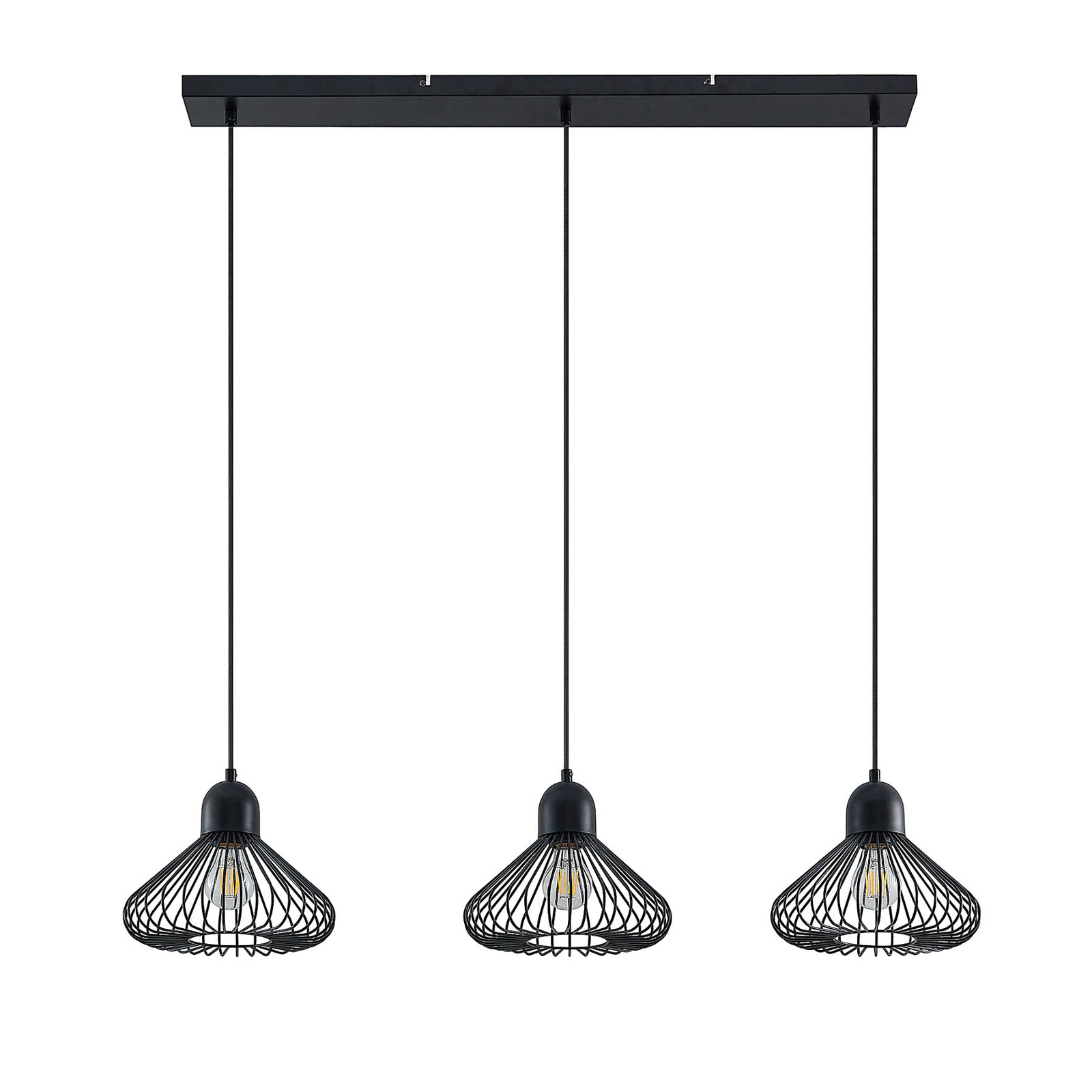 Lindby Metehan hanglamp, 3-lamps, zwart