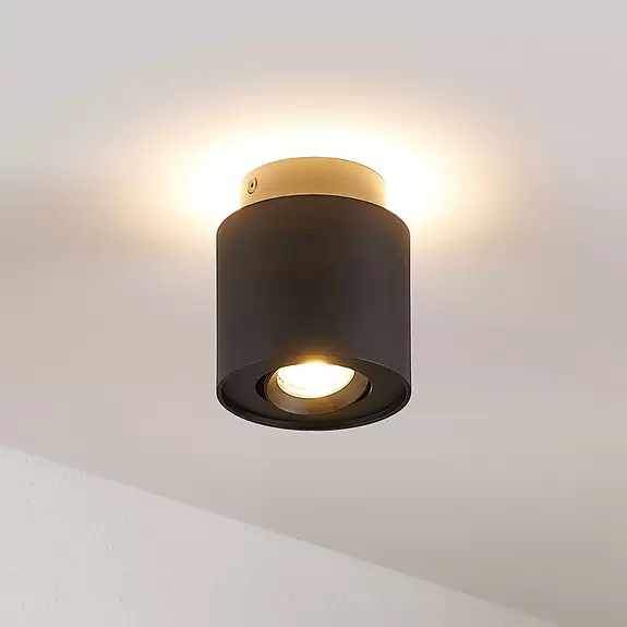 Lampenwelt Arcchio Deckenlampe Walisa, Ø 10 cm, schwarz, Alu