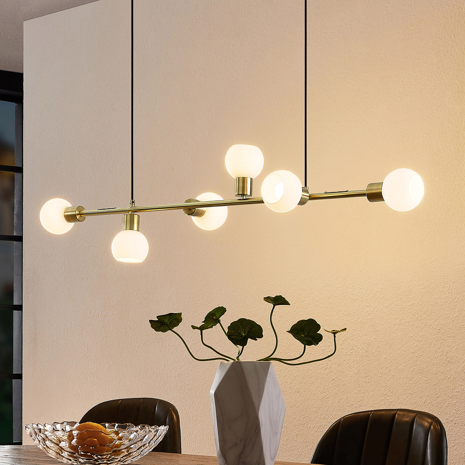 Lindby Biscala suspension LED laiton/opale