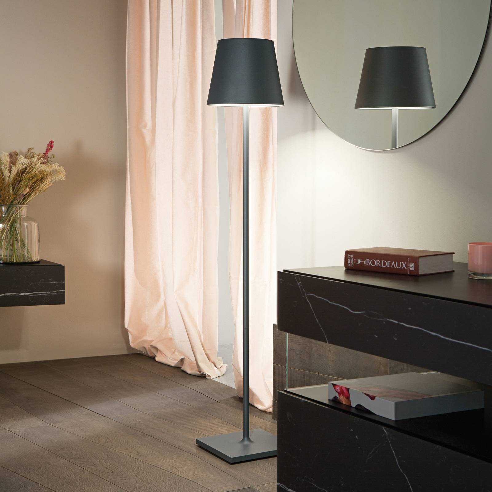 Zafferano Poldina L lampadaire IP54 gris